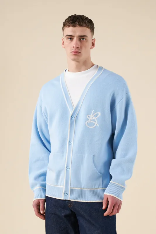 SIGNATURE CHENILLE CARDIGAN - SKY BLUE sold by Bound