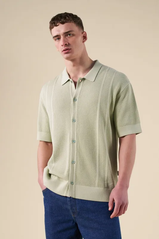 STANLEY WAFFLE KNIT POLO - PISTACHIO sold by Bound