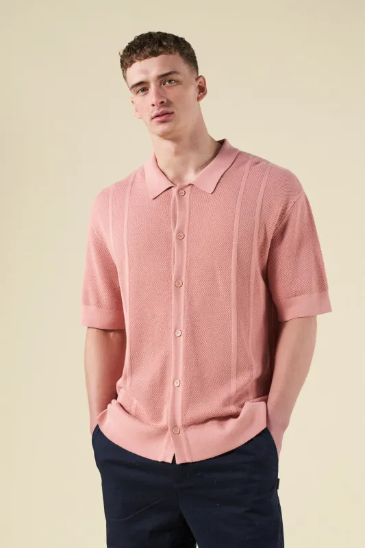 STANLEY WAFFLE KNIT POLO - ROSE PINK sold by Bound