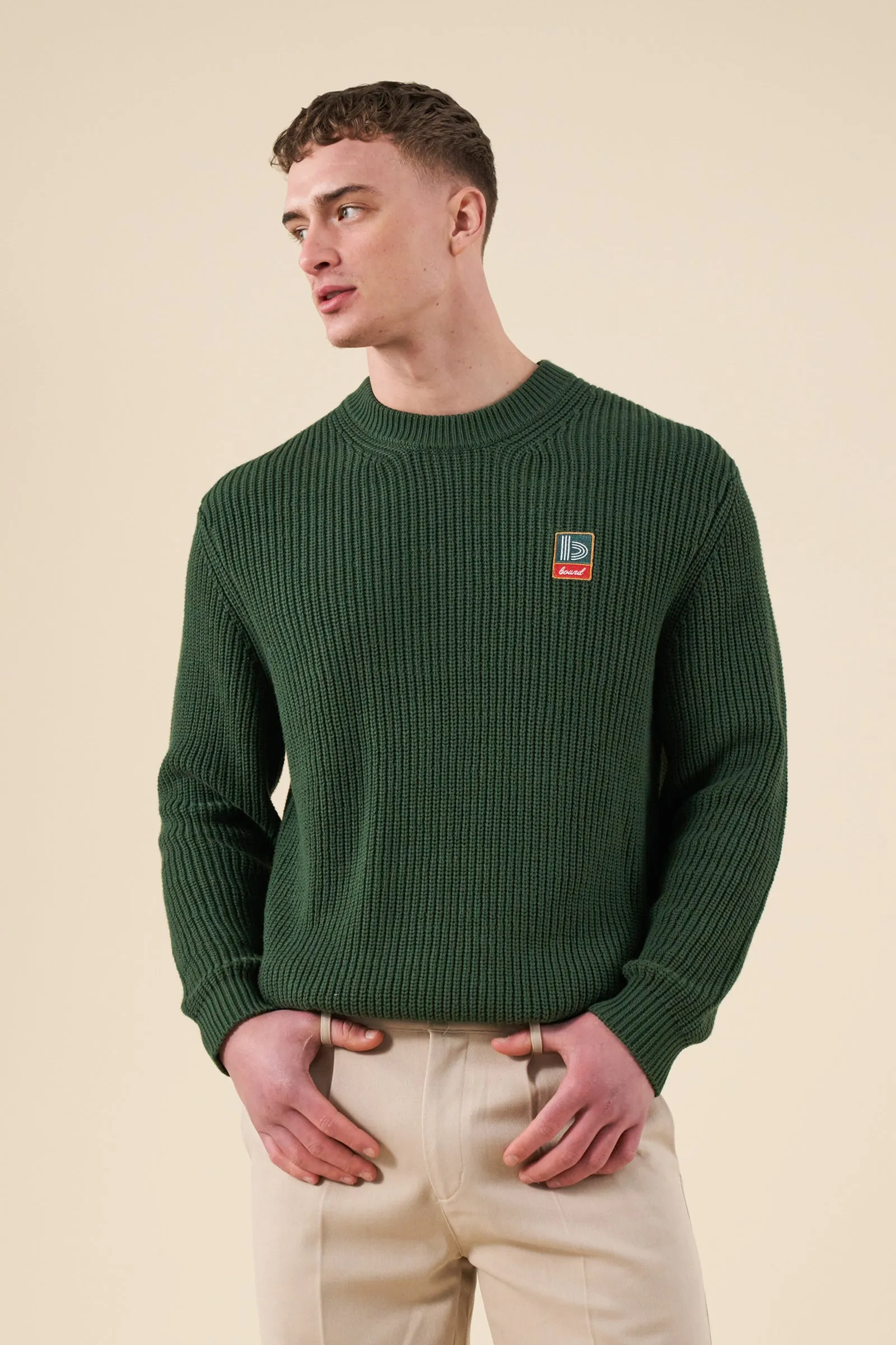 RETRO FISHERMAN RIB KNIT SWEATER - GREEN sold by Bound