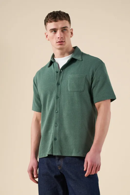 WAFFLE WOVEN POLO - HUNTER GREEN sold by Bound