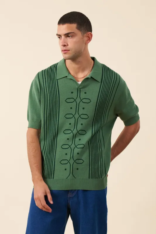 ANDREAS KNIT POLO - HUNTER GREEN sold by Bound