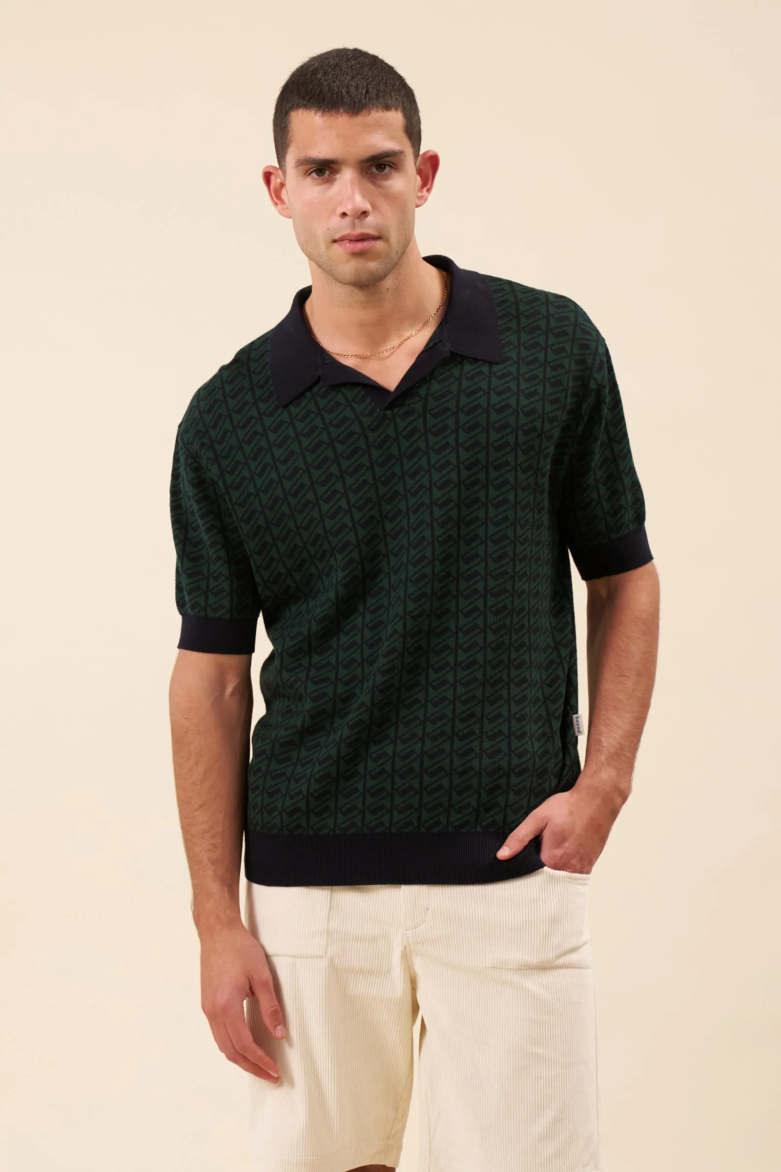 HARRIS KNIT POLO - NAVY/FOREST sold by Bound