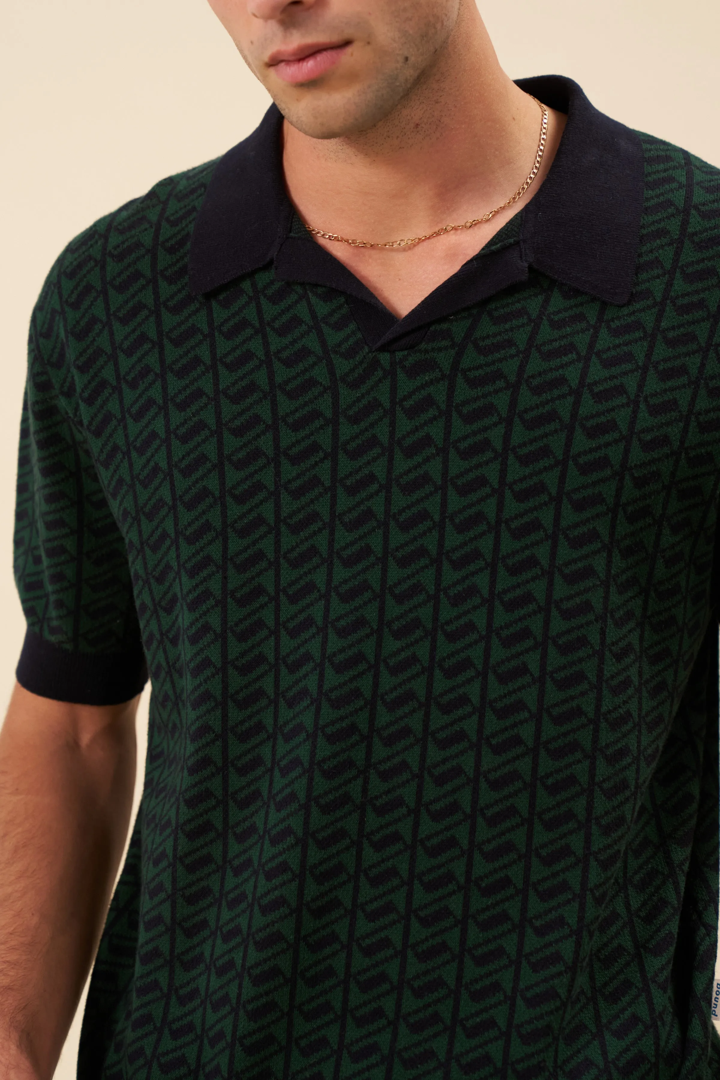 HARRIS KNIT POLO - NAVY/FOREST sold by Bound product image thumbnail 4