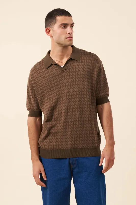 HARRIS KNIT POLO - BROWN BLEND sold by Bound