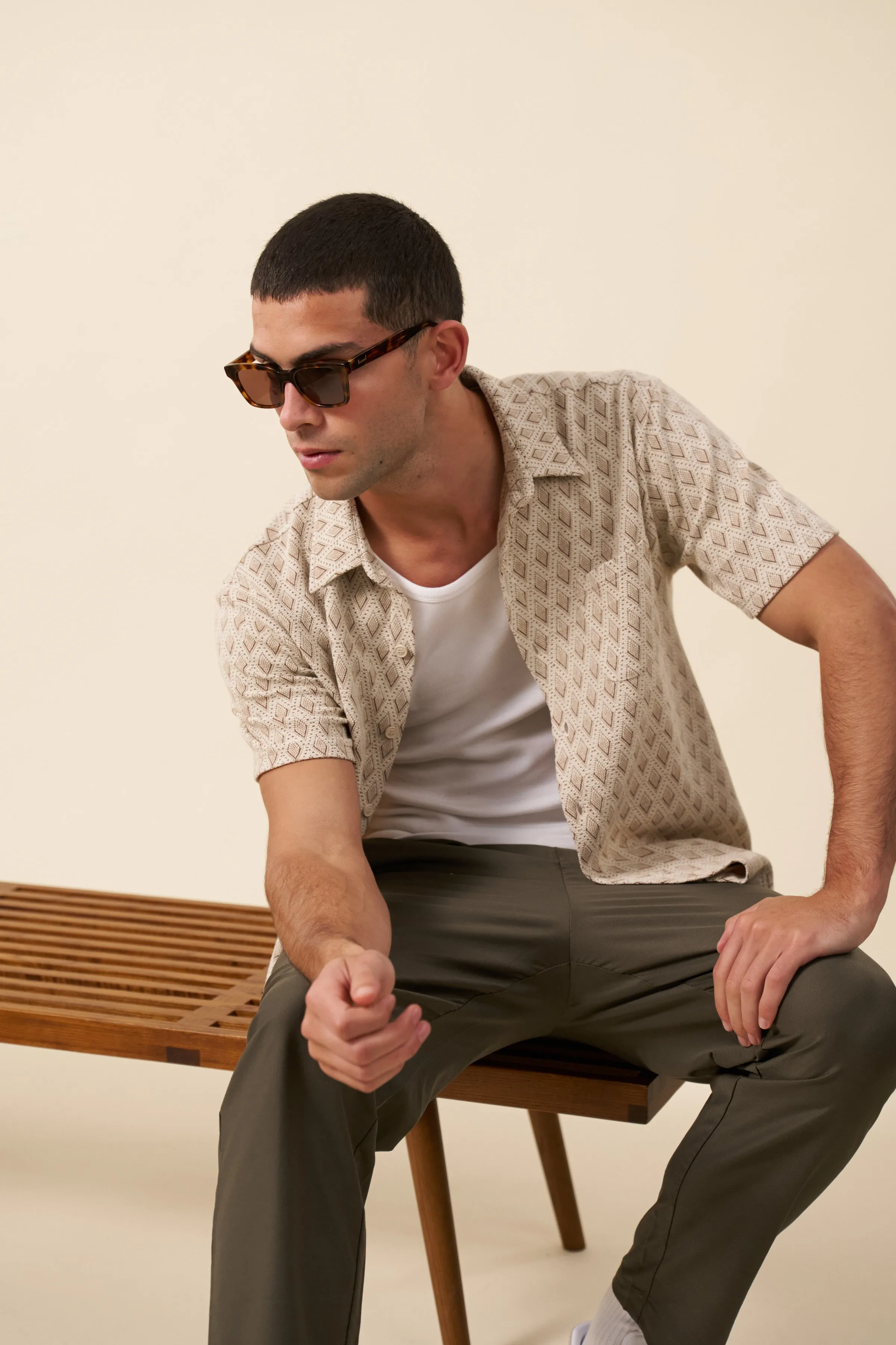 ROMAN WOVEN POLO - ECRU sold by Bound product image thumbnail 3