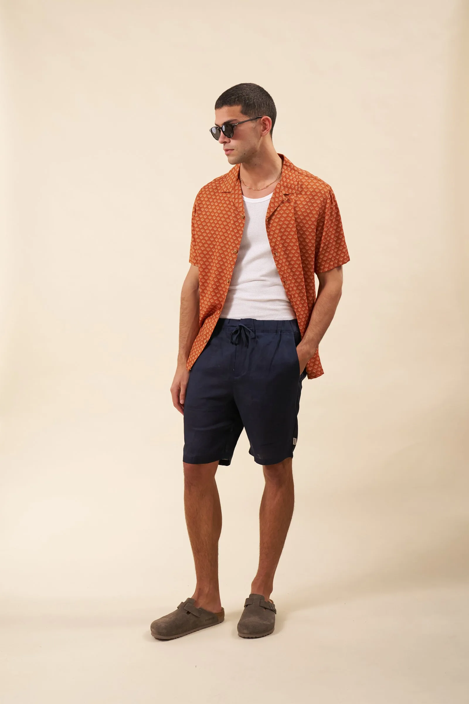 ALFAMA LINEN SHORTS - NAVY sold by Bound product image thumbnail 3