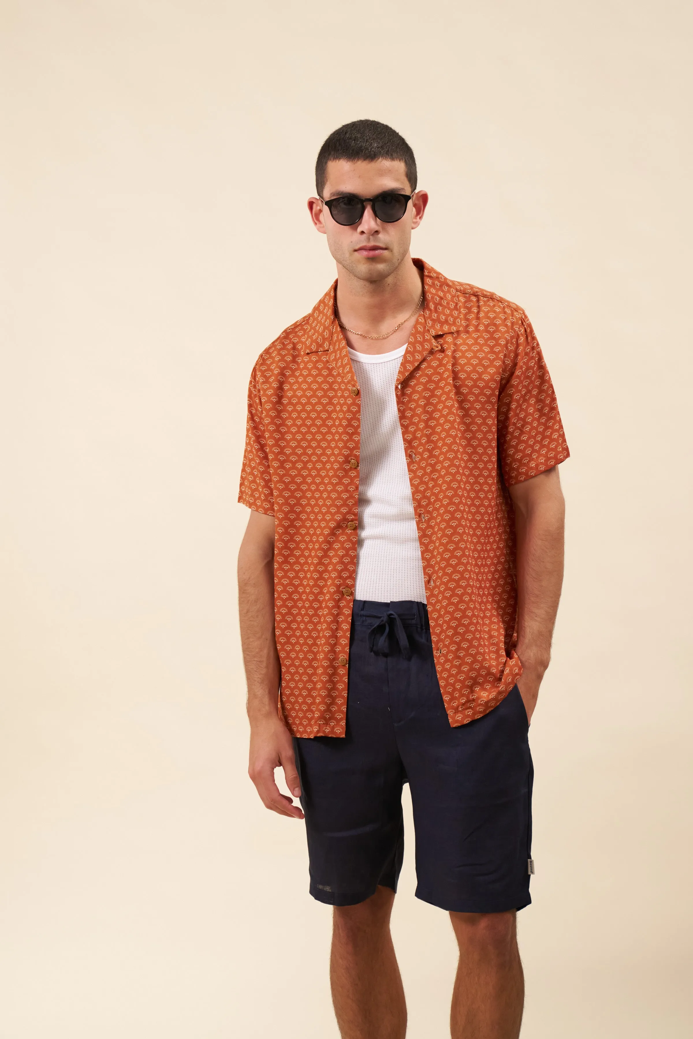 ALFAMA LINEN SHORTS - NAVY sold by Bound product image thumbnail 5