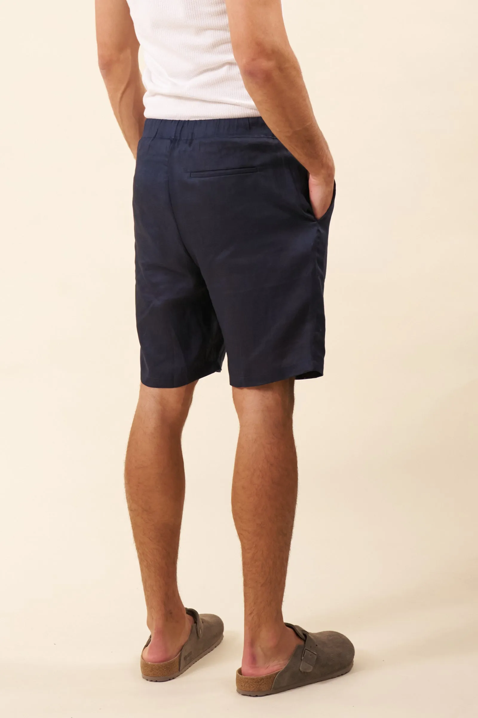 ALFAMA LINEN SHORTS - NAVY sold by Bound product image thumbnail 4