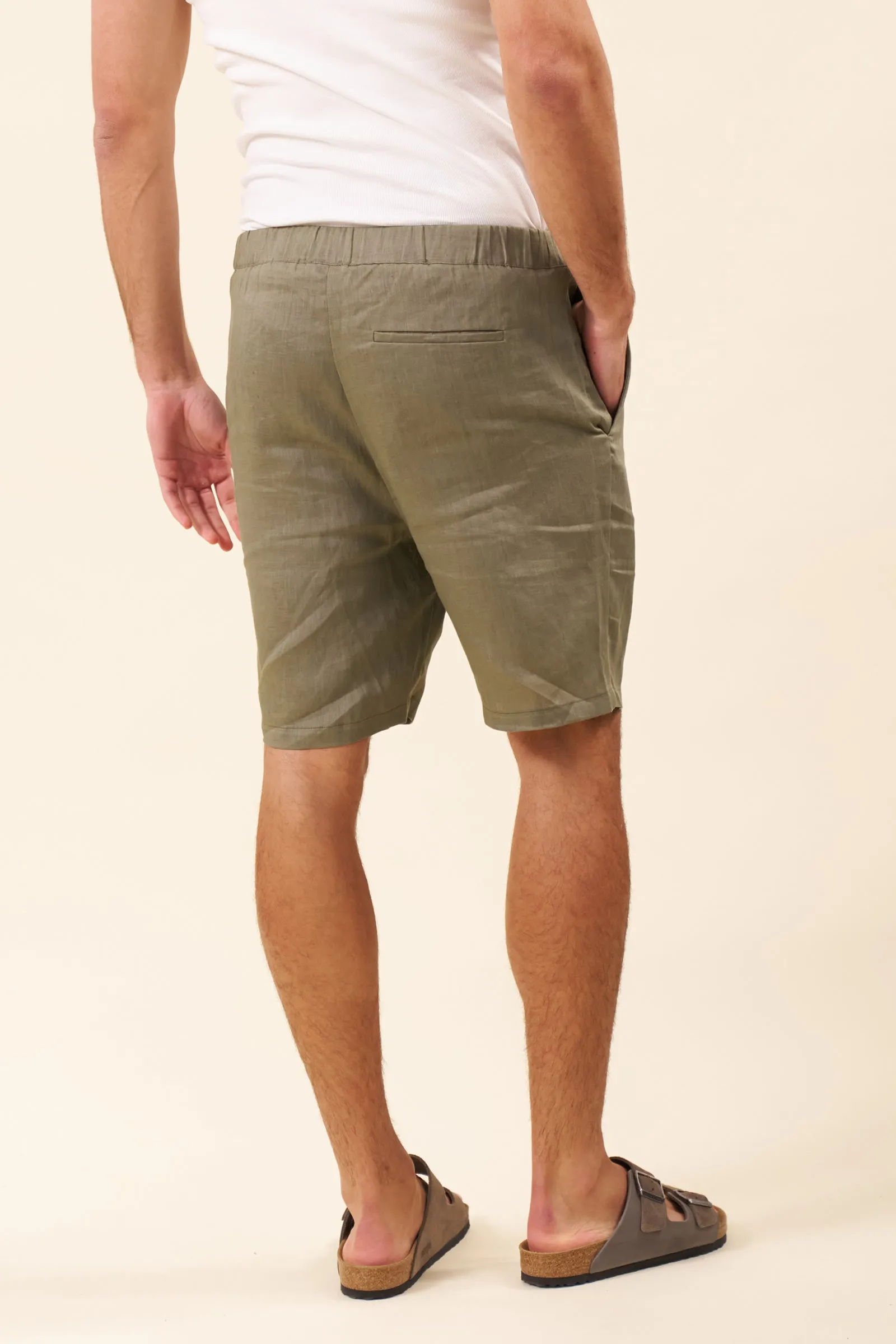 ALFAMA LINEN SHORTS - OLIVE sold by Bound product image thumbnail 5