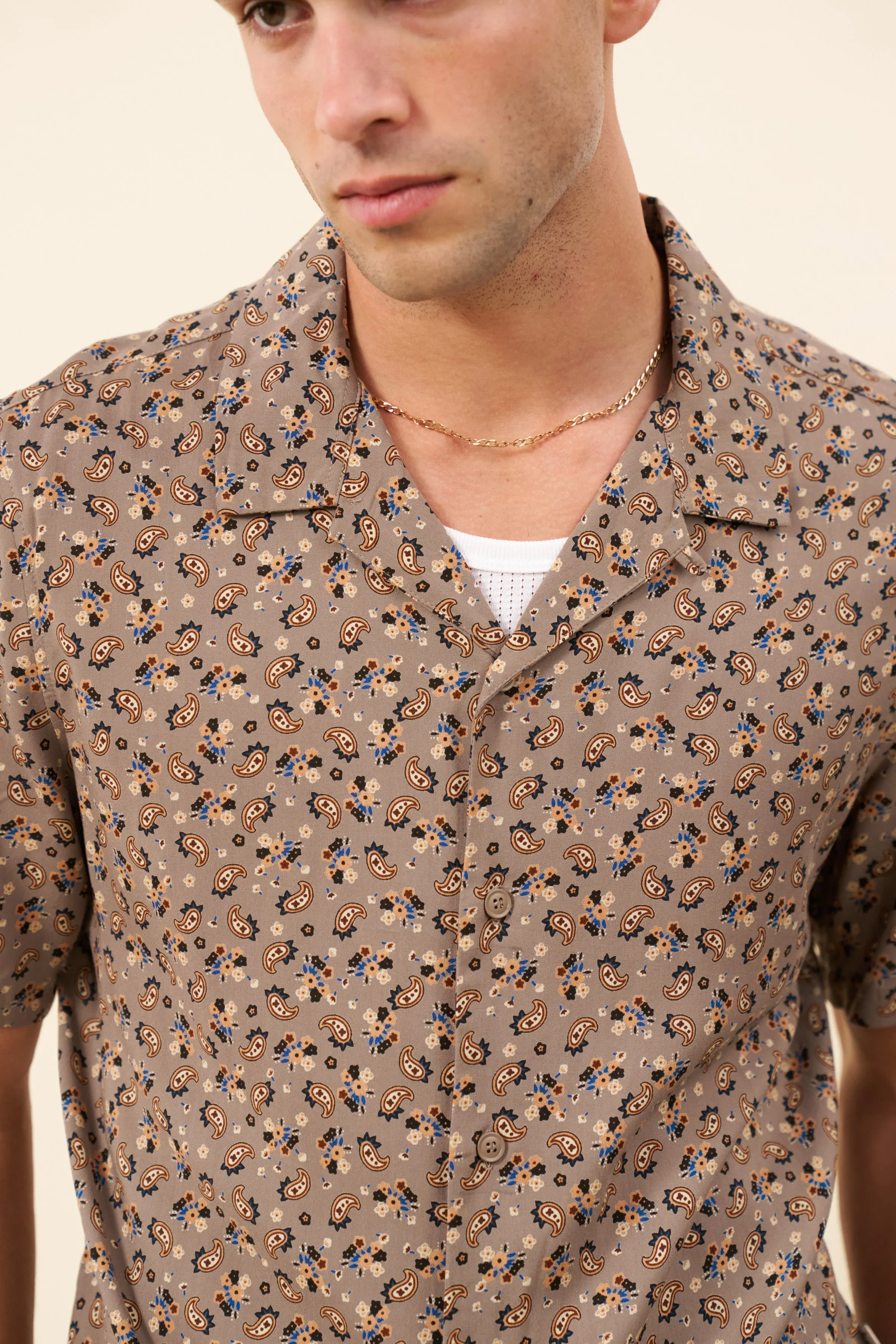 PAISLEY RAYON SHIRT - MUSHROOM sold by Bound product image thumbnail 5