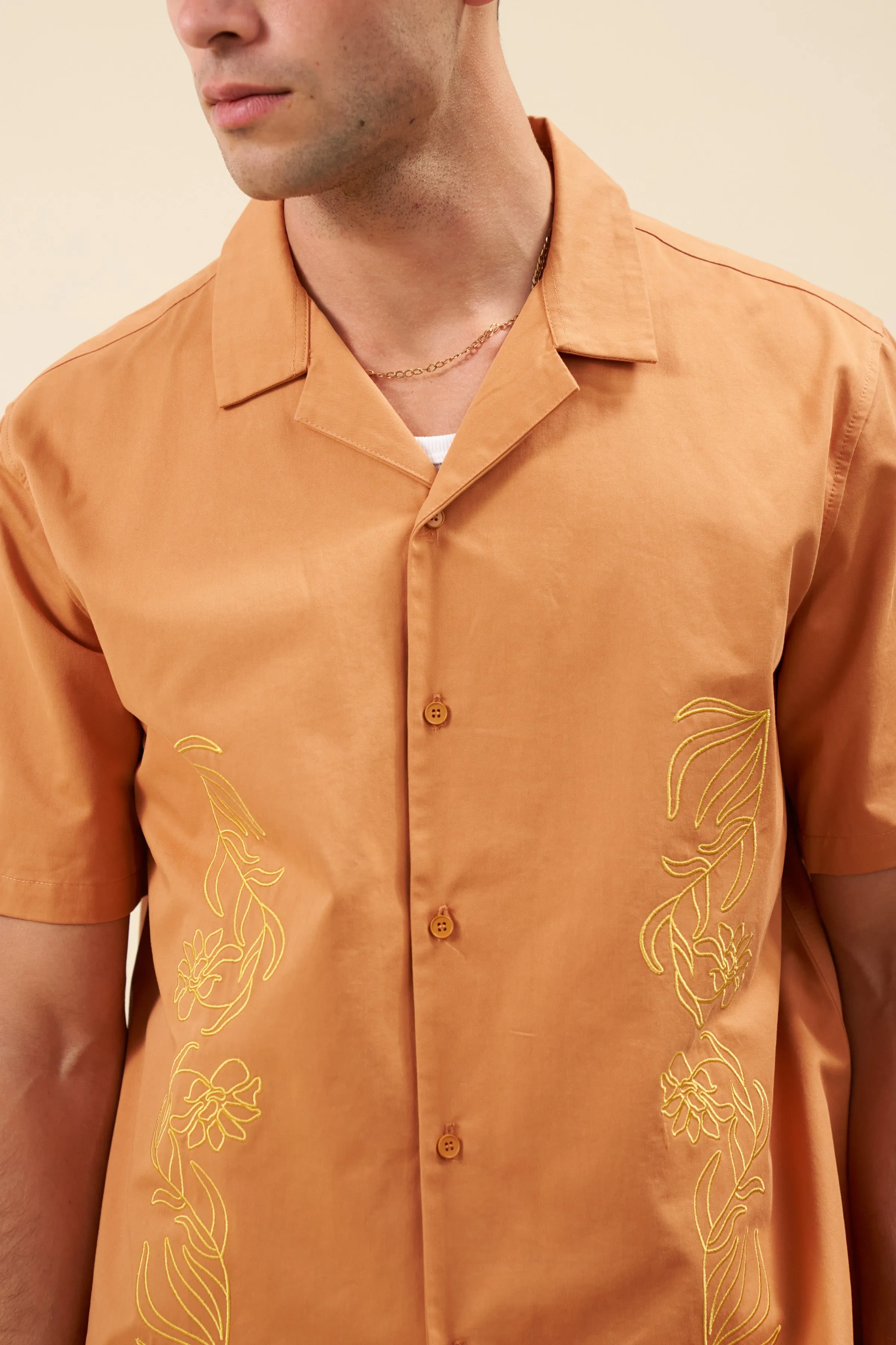 FLORAL EMBROIDERED SHIRT - RUST sold by Bound product image thumbnail 5