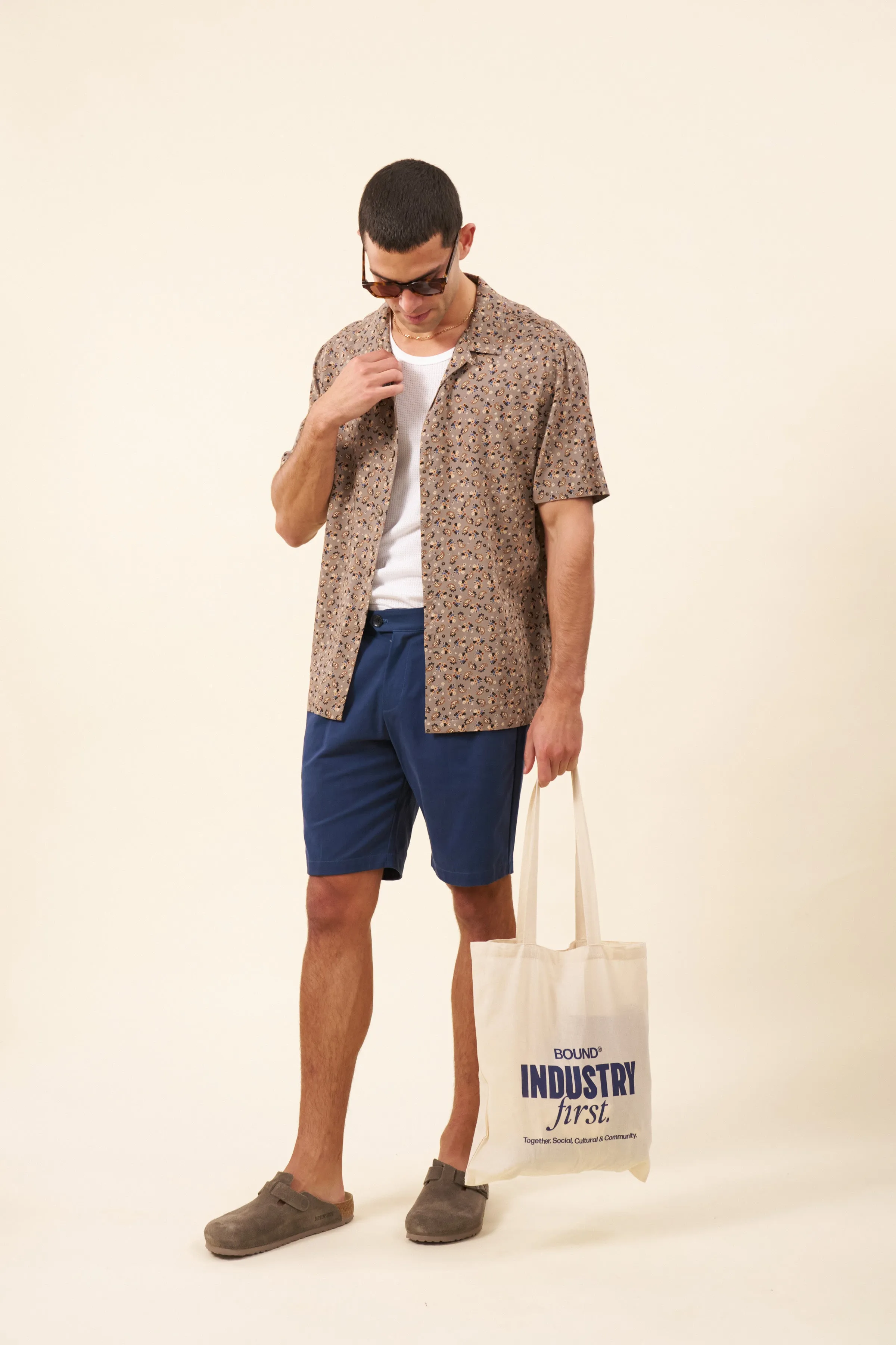 PLEAT SMART CANVAS SHORTS - NAVY sold by Bound product image thumbnail 3