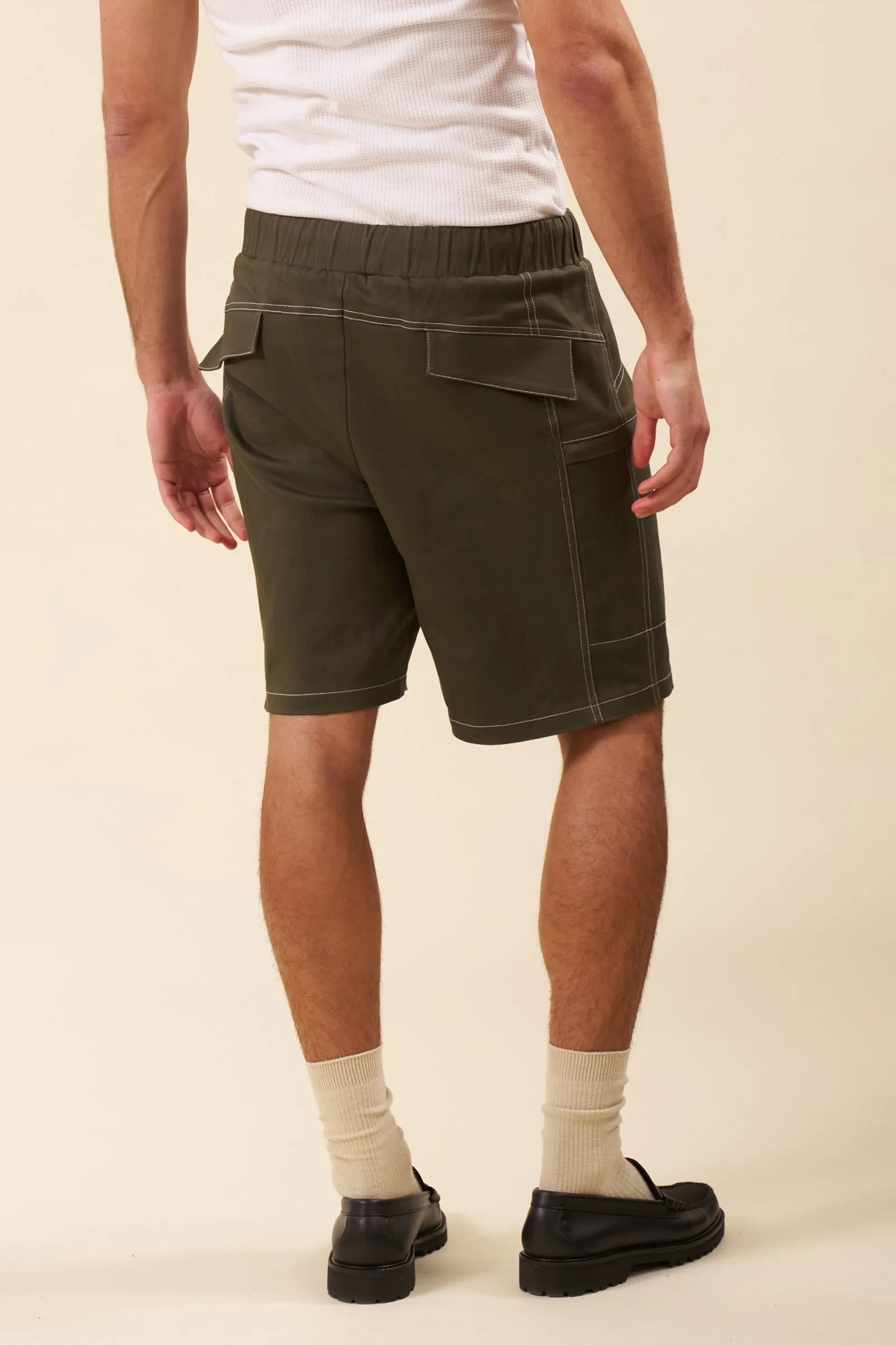 CANVAS CONTRAST SHORTS - ARMY GREEN sold by Bound product image thumbnail 4