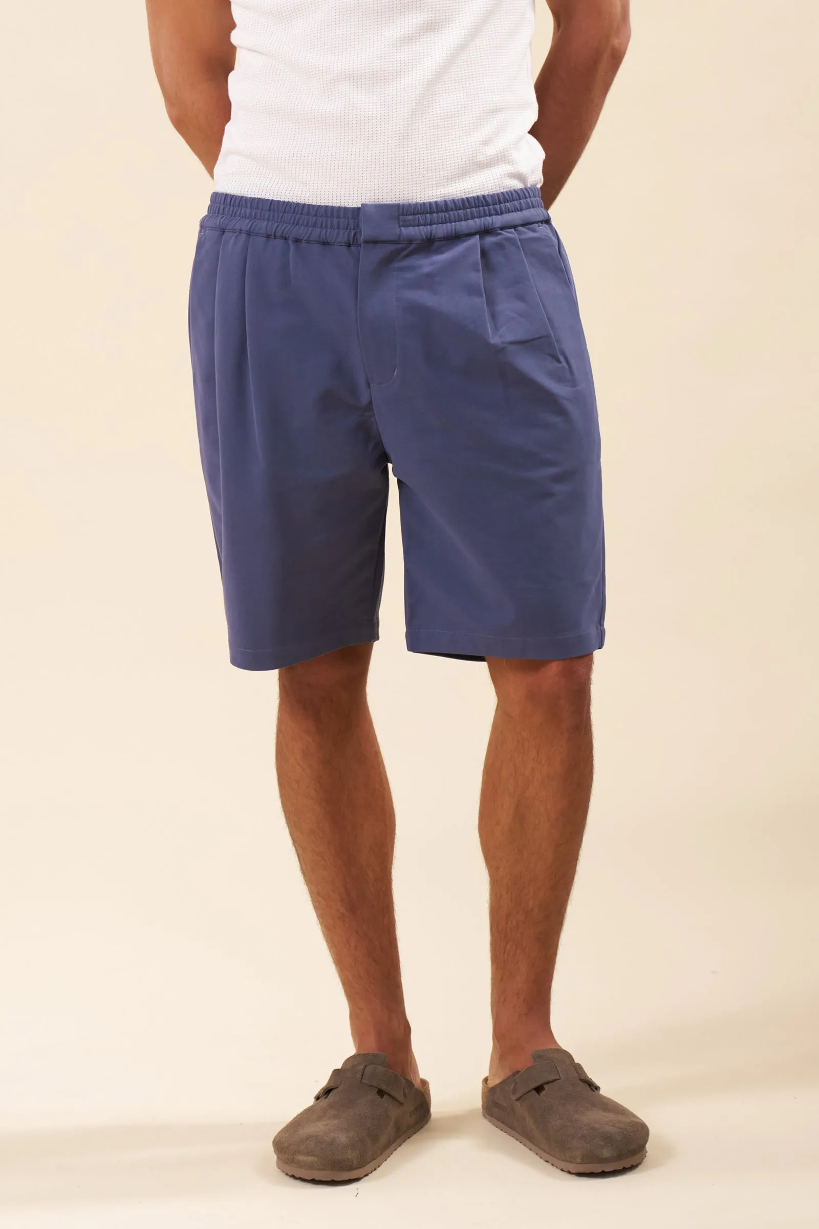 PEACHED CANVAS SHORTS - MID BLUE sold by Bound