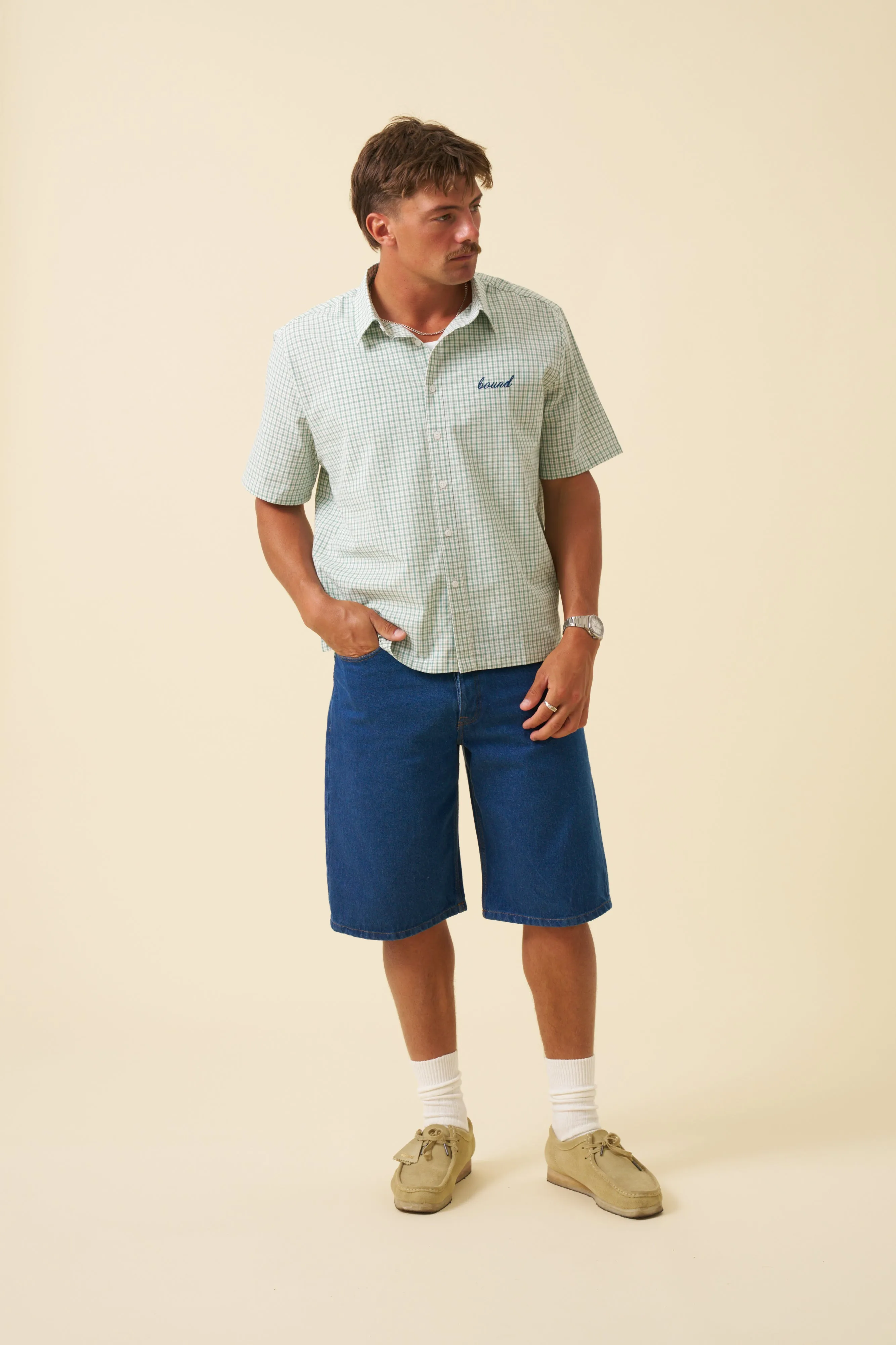 BOTHA CROPPED GINGHAM SHIRT - GREEN sold by Bound product image thumbnail 3