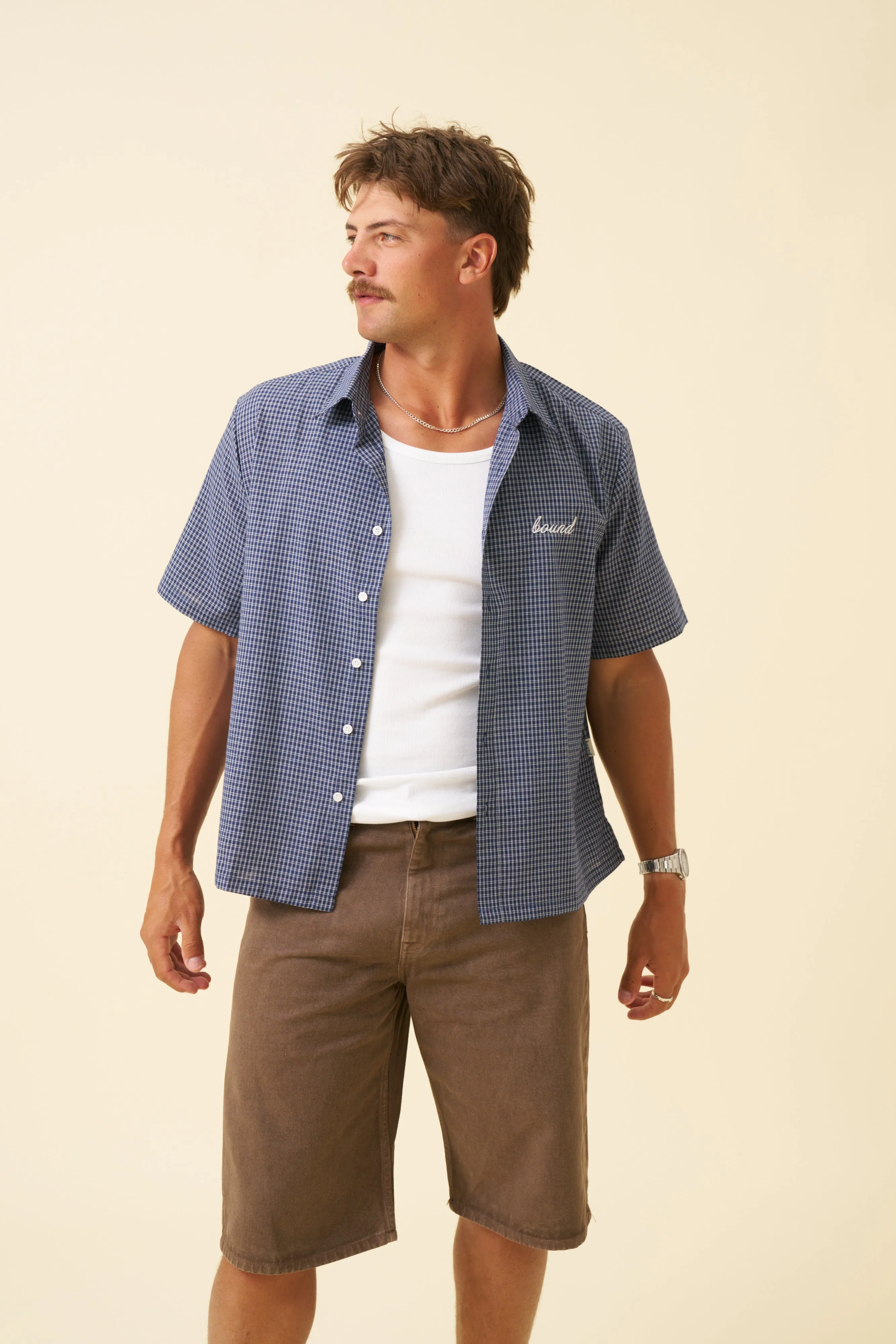 BOTHA CROPPED GINGHAM SHIRT - NAVY sold by Bound product image thumbnail 3