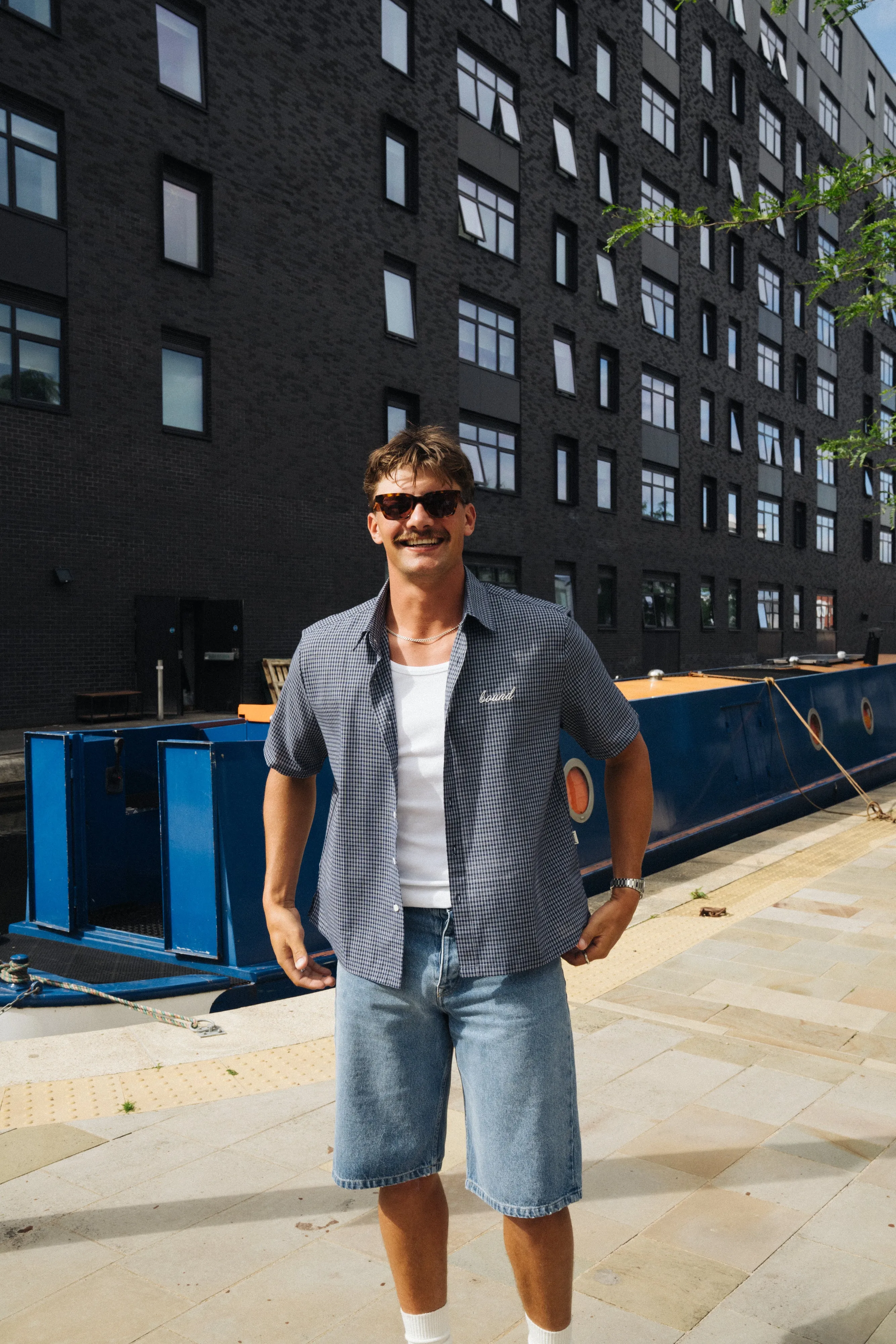 BOTHA CROPPED GINGHAM SHIRT - NAVY sold by Bound product image thumbnail 2