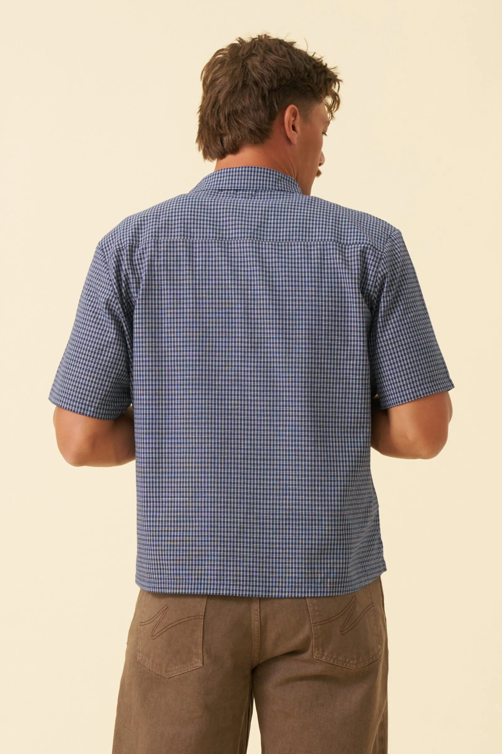 BOTHA CROPPED GINGHAM SHIRT - NAVY sold by Bound product image thumbnail 5