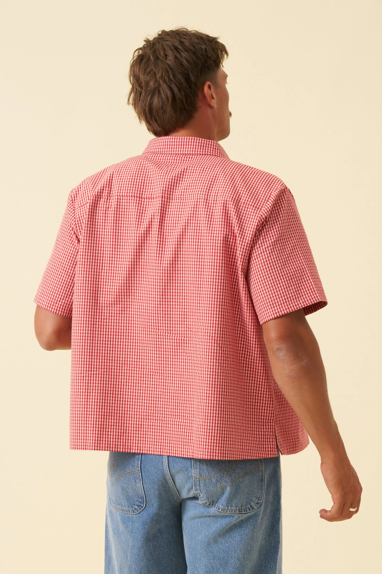 BOTHA CROPPED GINGHAM SHIRT - RED sold by Bound product image thumbnail 4
