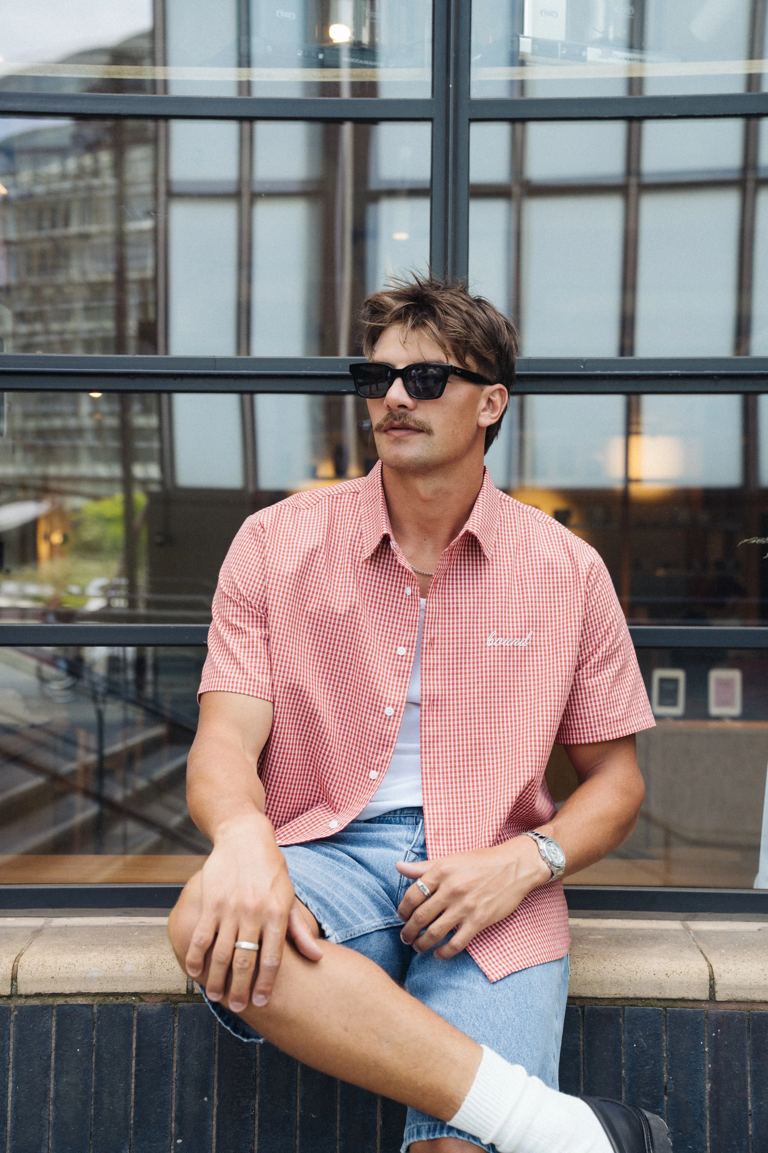 BOTHA CROPPED GINGHAM SHIRT - RED sold by Bound product image thumbnail 2
