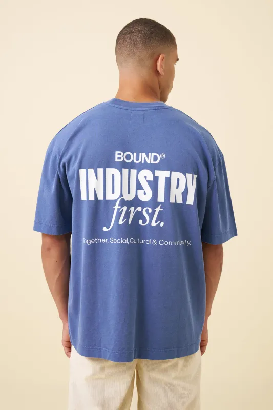 INDUSTRY FIRST TEE - WASHED LIGHT NAVY sold by Bound