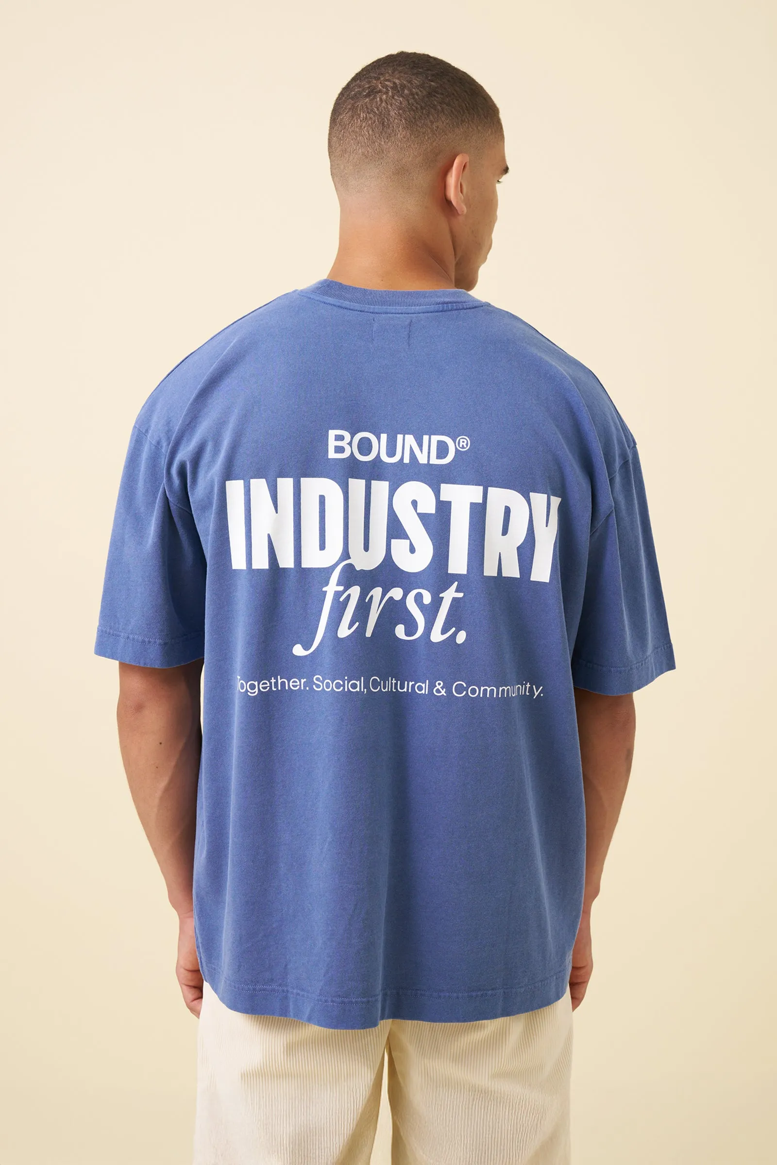 INDUSTRY FIRST TEE - WASHED LIGHT NAVY sold by Bound