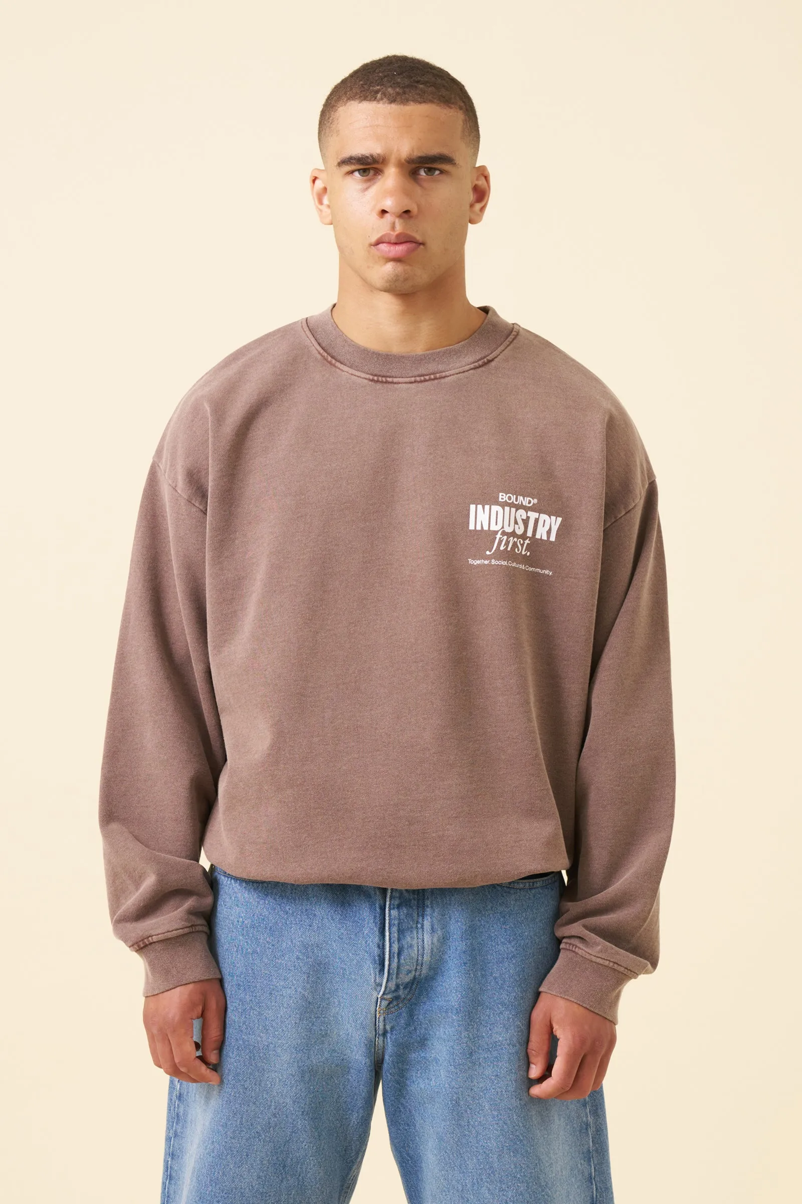 INDUSTRY FIRST SWEATER - WASHED LIGHT BROWN sold by Bound