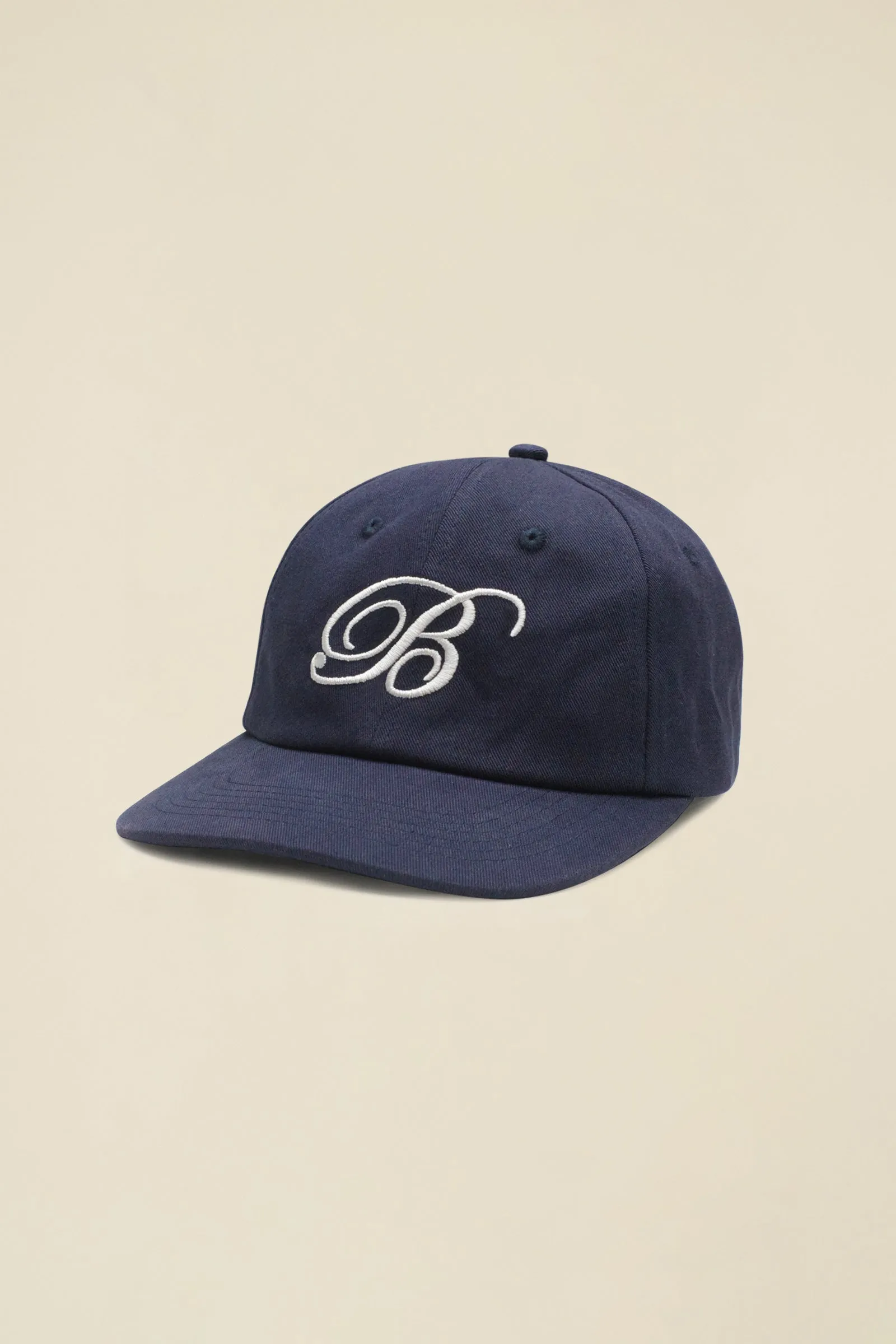 SCRIPT EMBROIDERED 6 PANEL CAP - NAVY sold by Bound