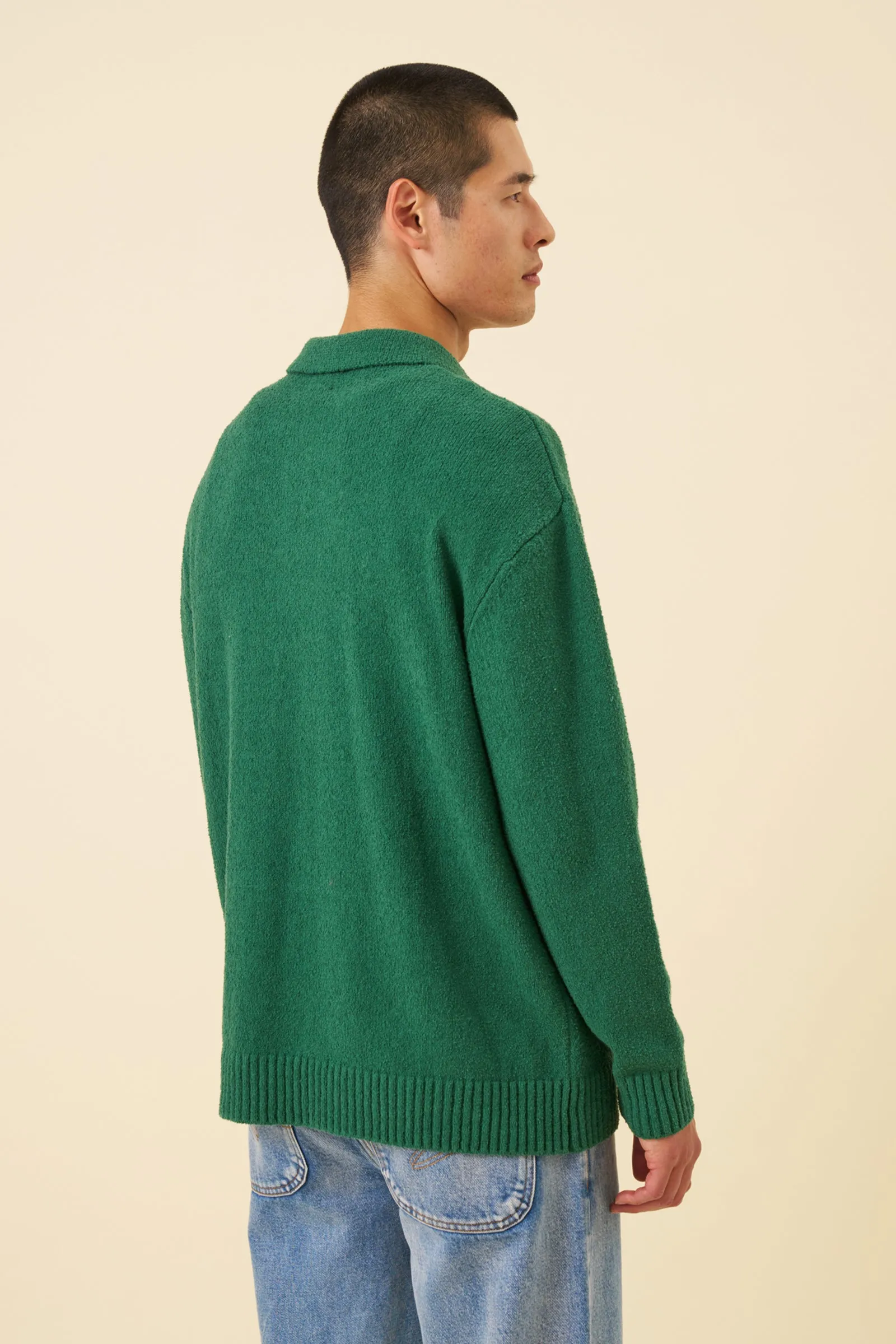 TEXTURED POLO SWEATER - HUNTER GREEN sold by Bound product image thumbnail 5