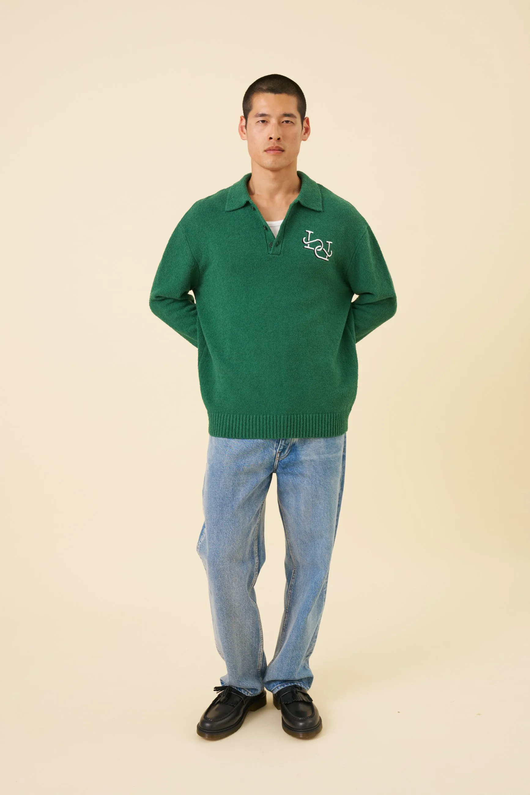 TEXTURED POLO SWEATER - HUNTER GREEN sold by Bound product image thumbnail 2