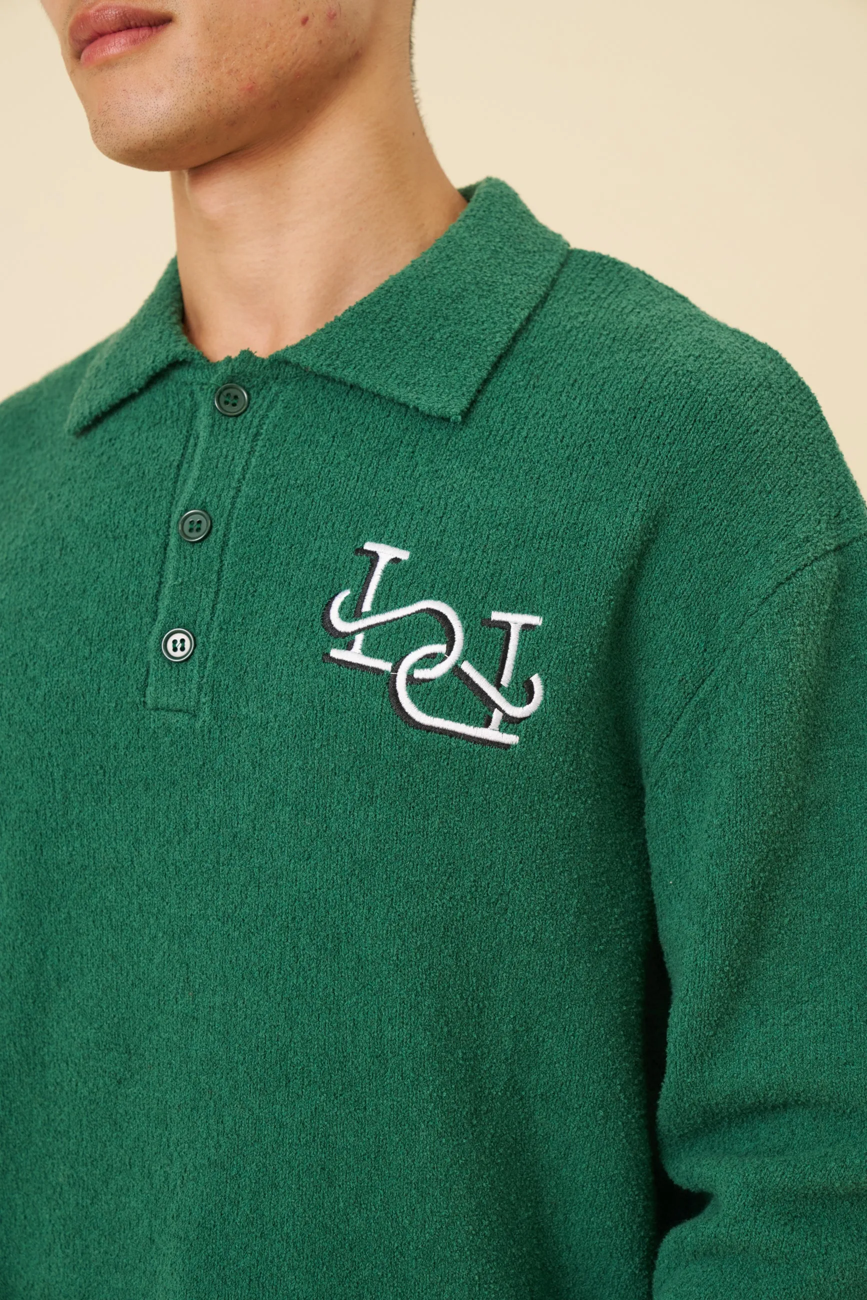 TEXTURED POLO SWEATER - HUNTER GREEN sold by Bound product image thumbnail 4
