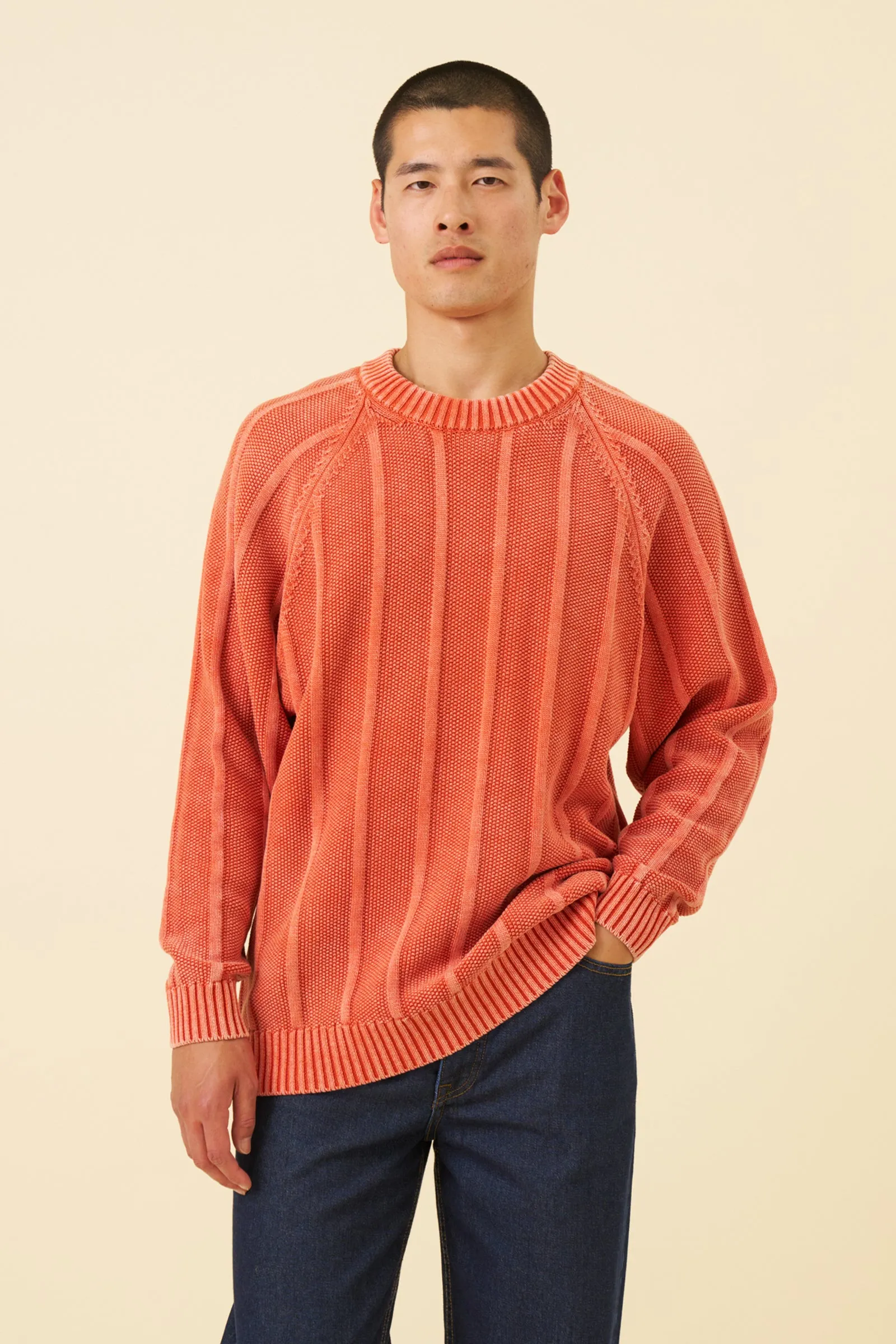 MELVIN WASHED SWEATER - BRIGHT ORANGE sold by Bound