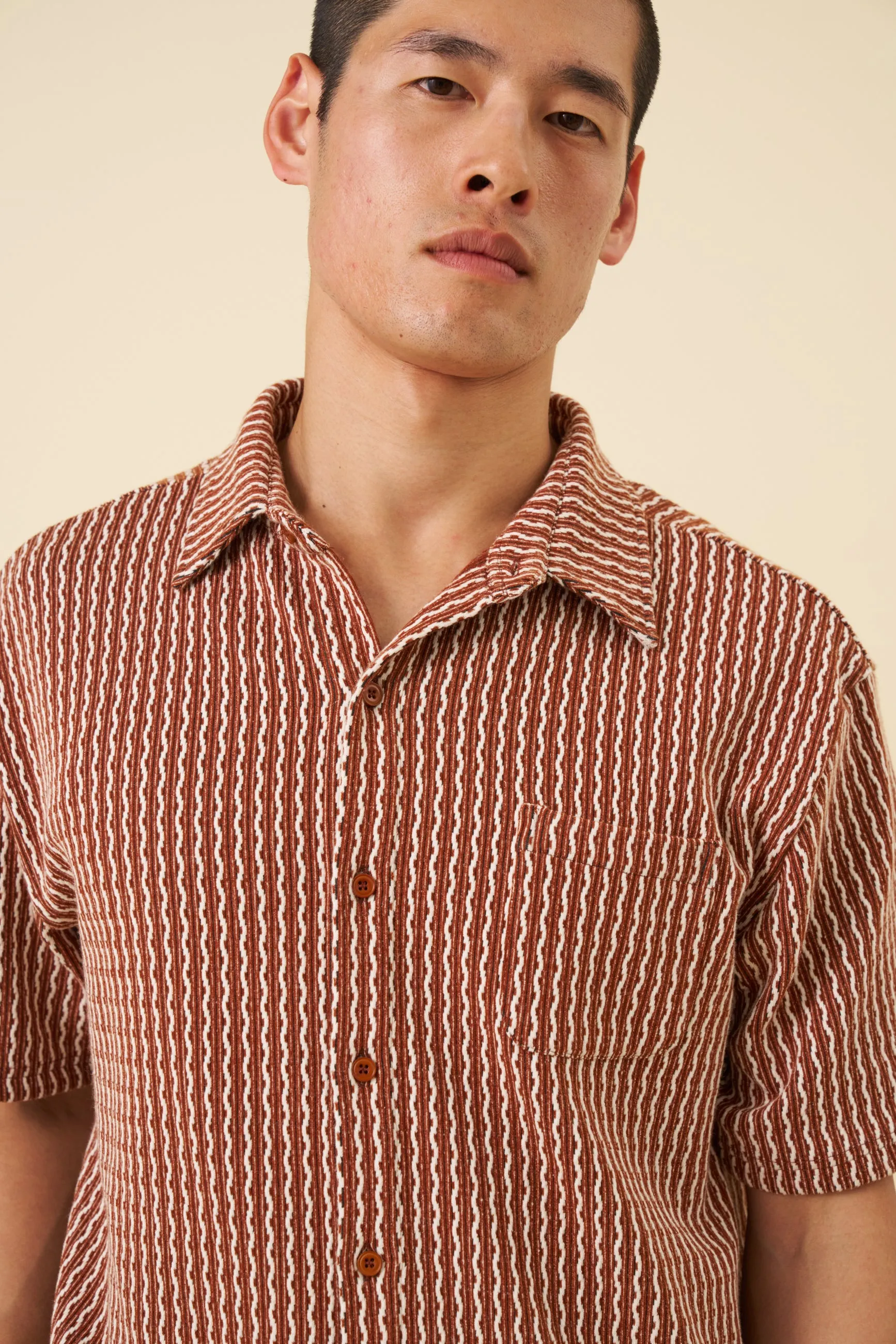 CASTRO WOVEN POLO - RUST sold by Bound product image thumbnail 4