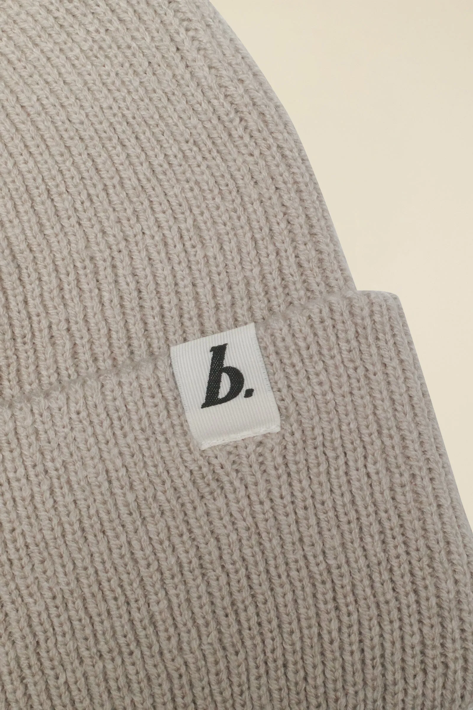 OVERSIZED RECYCLED CUFFED LABEL BEANIE - STONE sold by Bound product image thumbnail 2