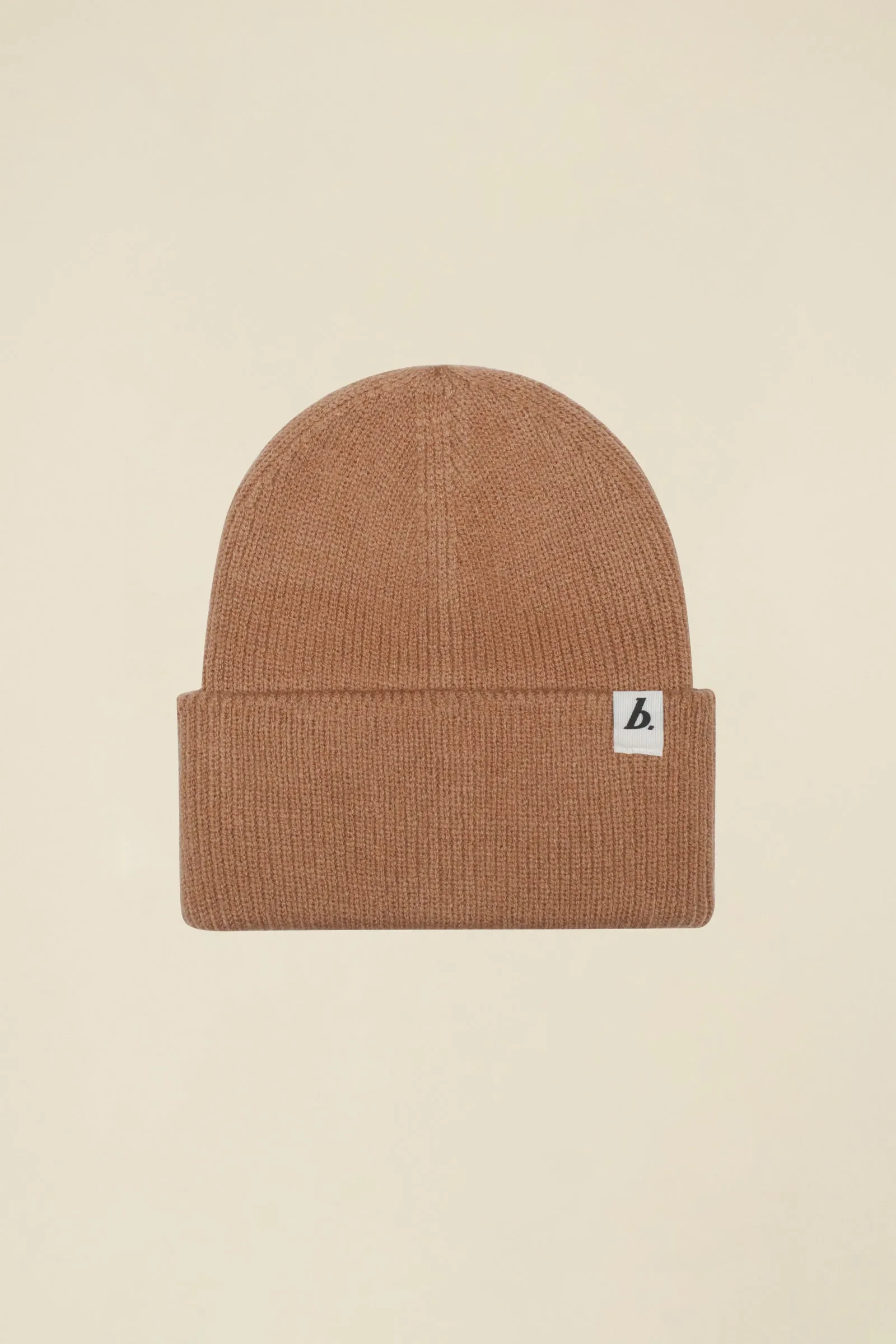 OVERSIZED RECYCLED CUFFED LABEL BEANIE - TAN sold by Bound