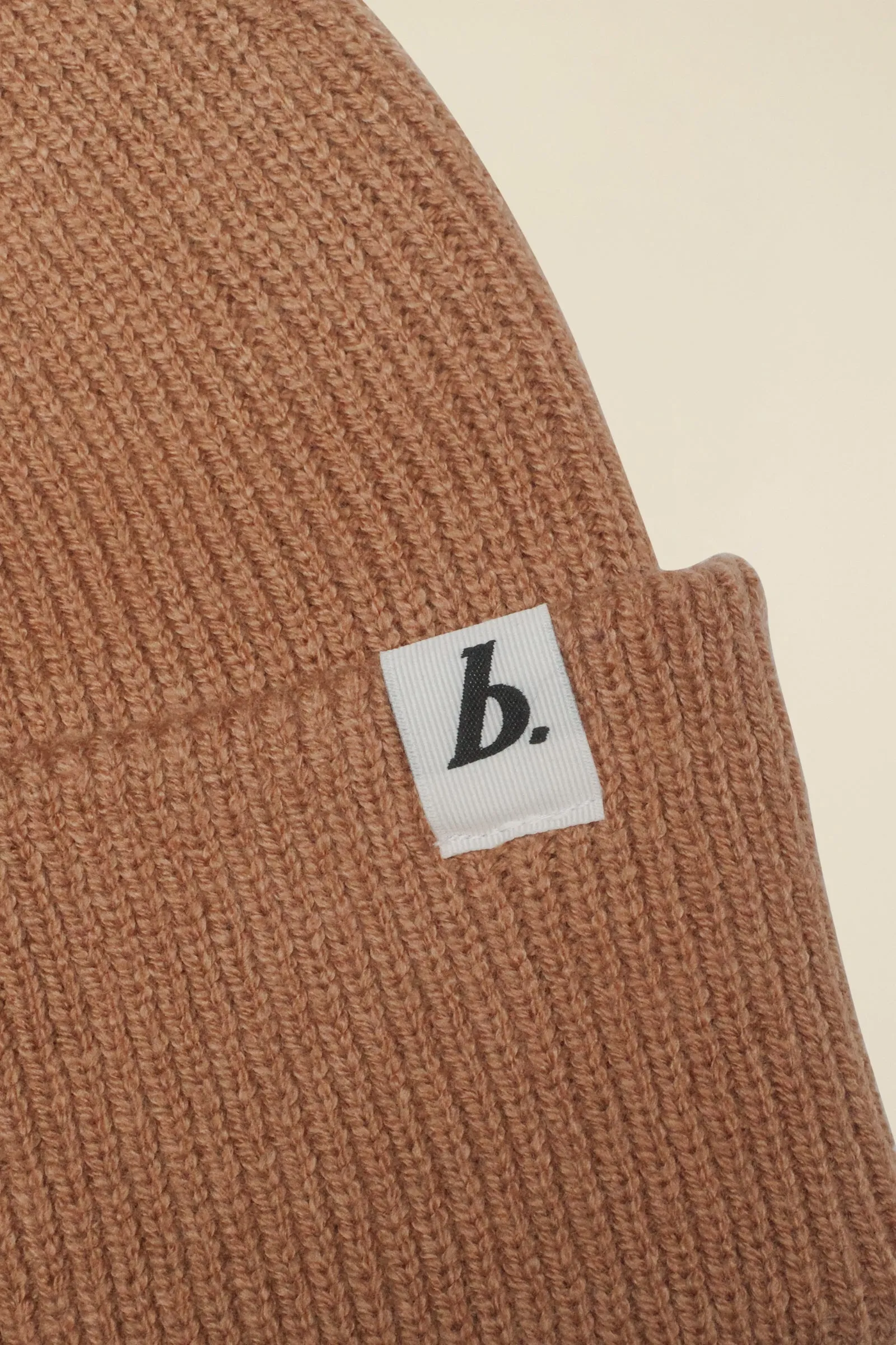 OVERSIZED RECYCLED CUFFED LABEL BEANIE - TAN sold by Bound product image thumbnail 2