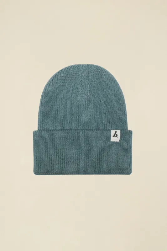 OVERSIZED RECYCLED CUFFED LABEL BEANIE - GREEN sold by Bound