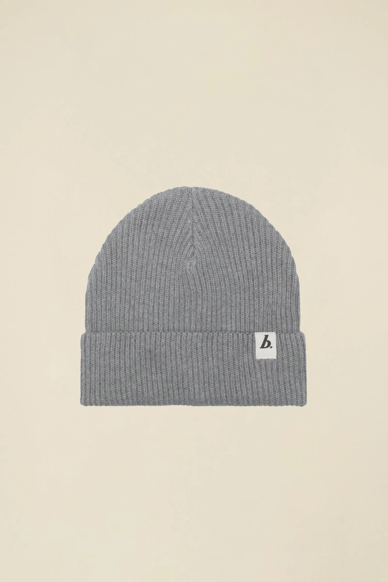 ORGANIC FISHERMAN RIBBED LABEL BEANIE - HEATHER GREY sold by Bound