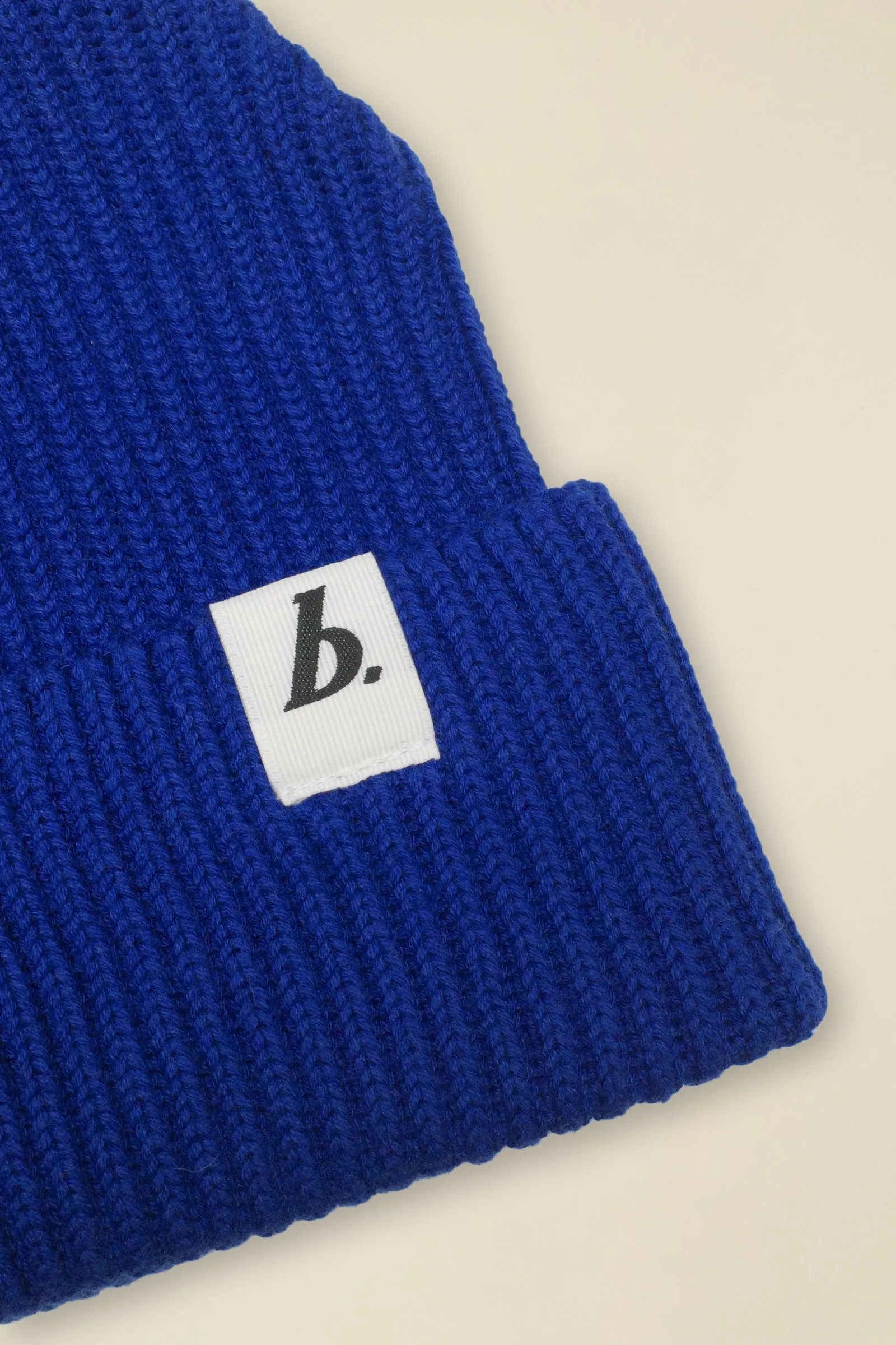 ORGANIC FISHERMAN RIBBED LABEL BEANIE - BLUE sold by Bound product image thumbnail 2