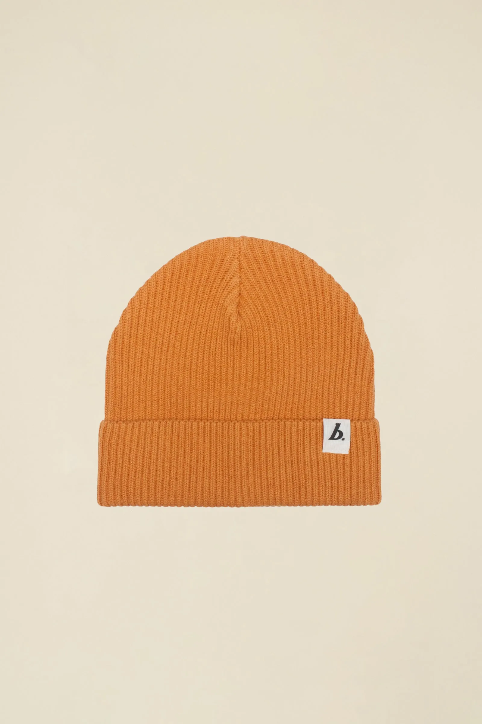 ORGANIC FISHERMAN RIBBED LABEL BEANIE - AMBER sold by Bound