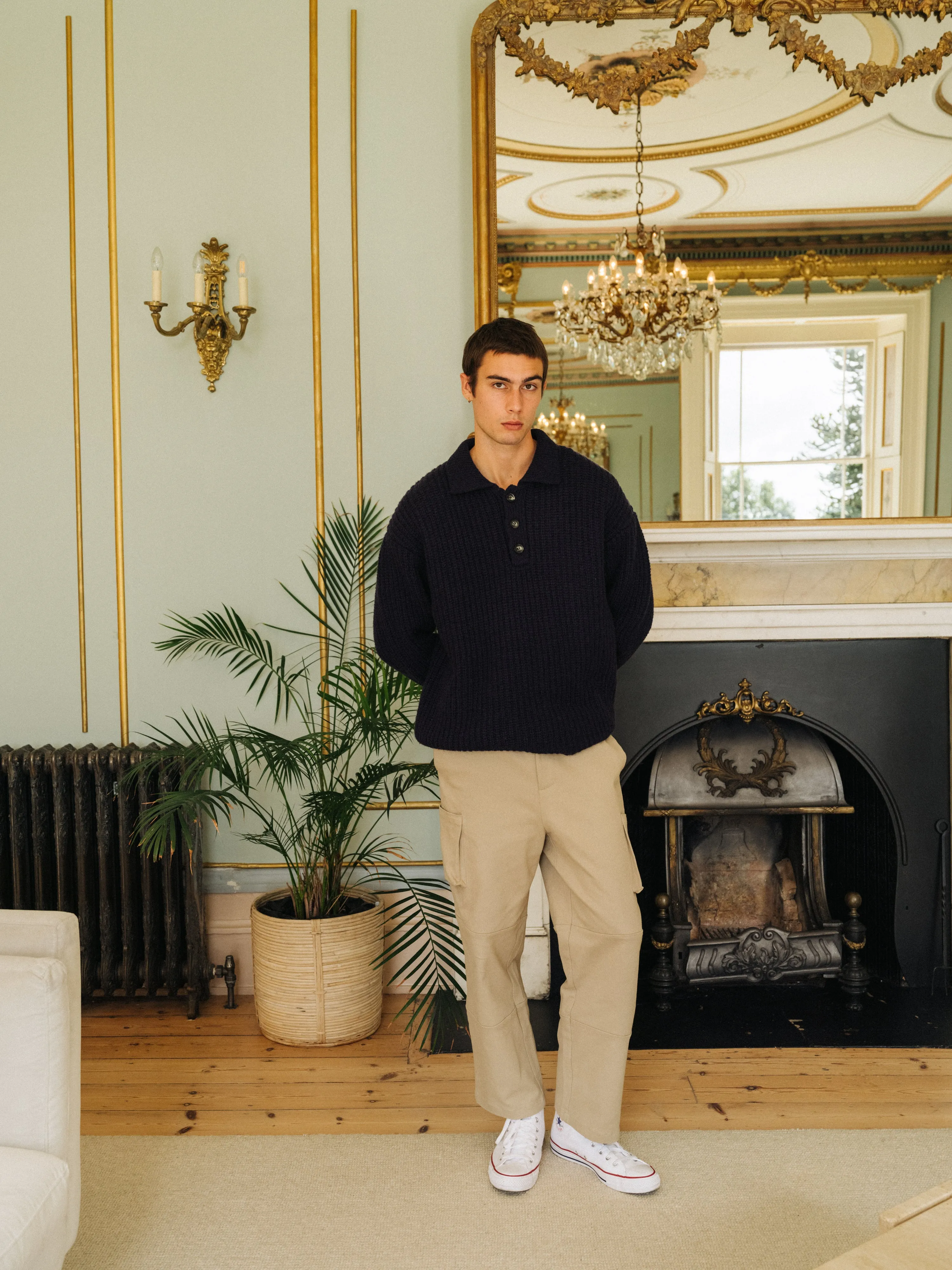 WOOL BUTTON POLO - OCEAN NAVY sold by Bound product image thumbnail 4