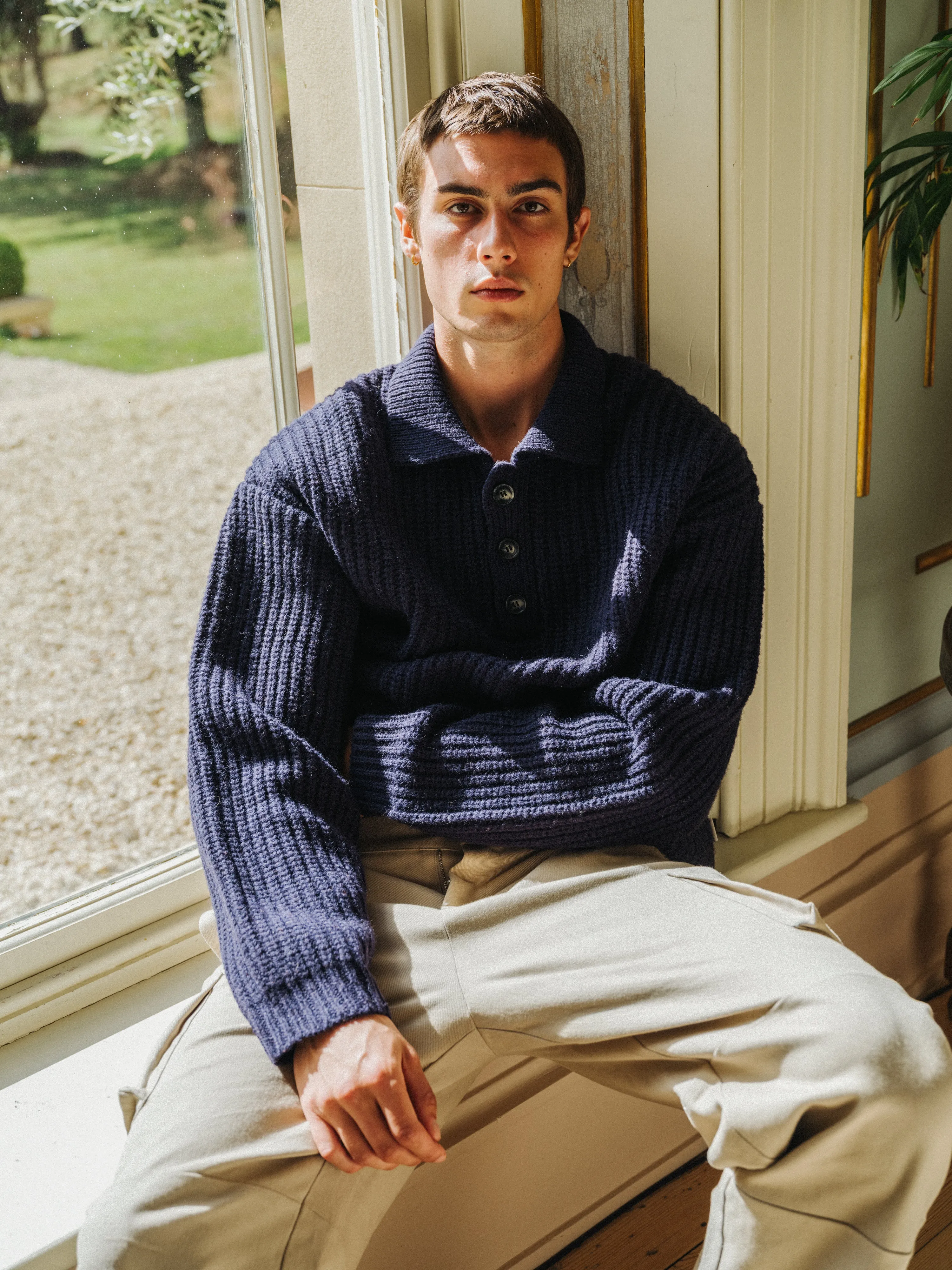 WOOL BUTTON POLO - OCEAN NAVY sold by Bound product image thumbnail 2