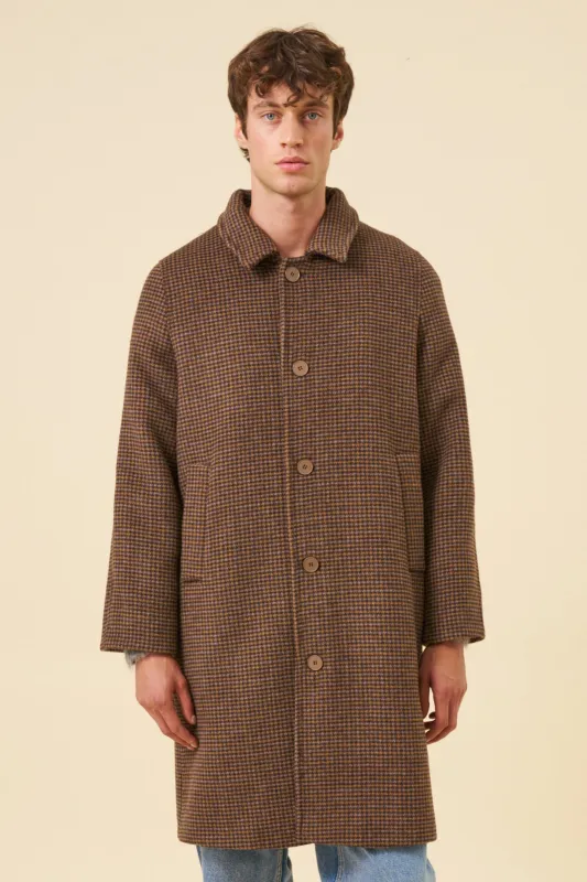 STEWART DOGTOOTH WOOL OVERCOAT sold by Bound