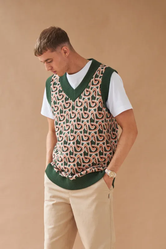 MONACO PATTERN KNIT SWEATER VEST sold by Bound