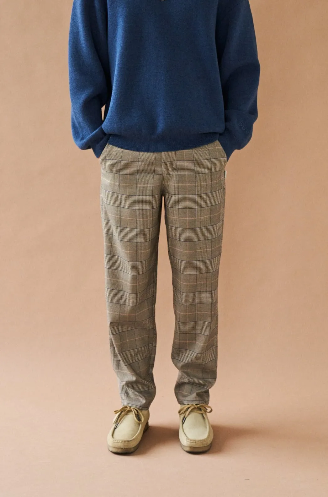 EVERETT GREY CHECK STRAIGHT TROUSER sold by Bound
