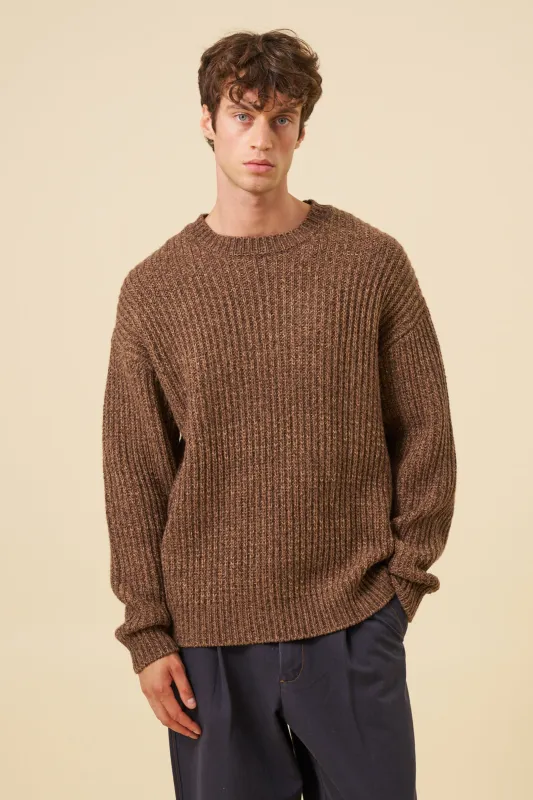 EARTH MARL KNIT SWEATER - BROWN made by Bound