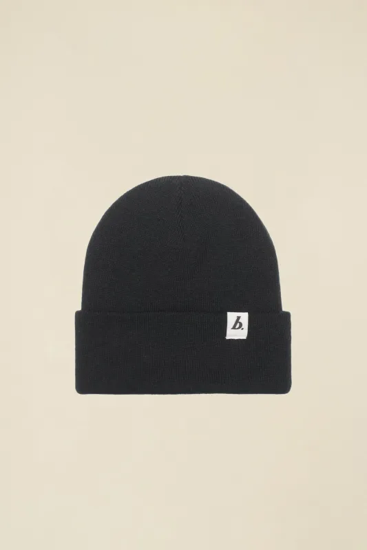 STAMP CUFFED LABEL BEANIE - BLACK sold by Bound