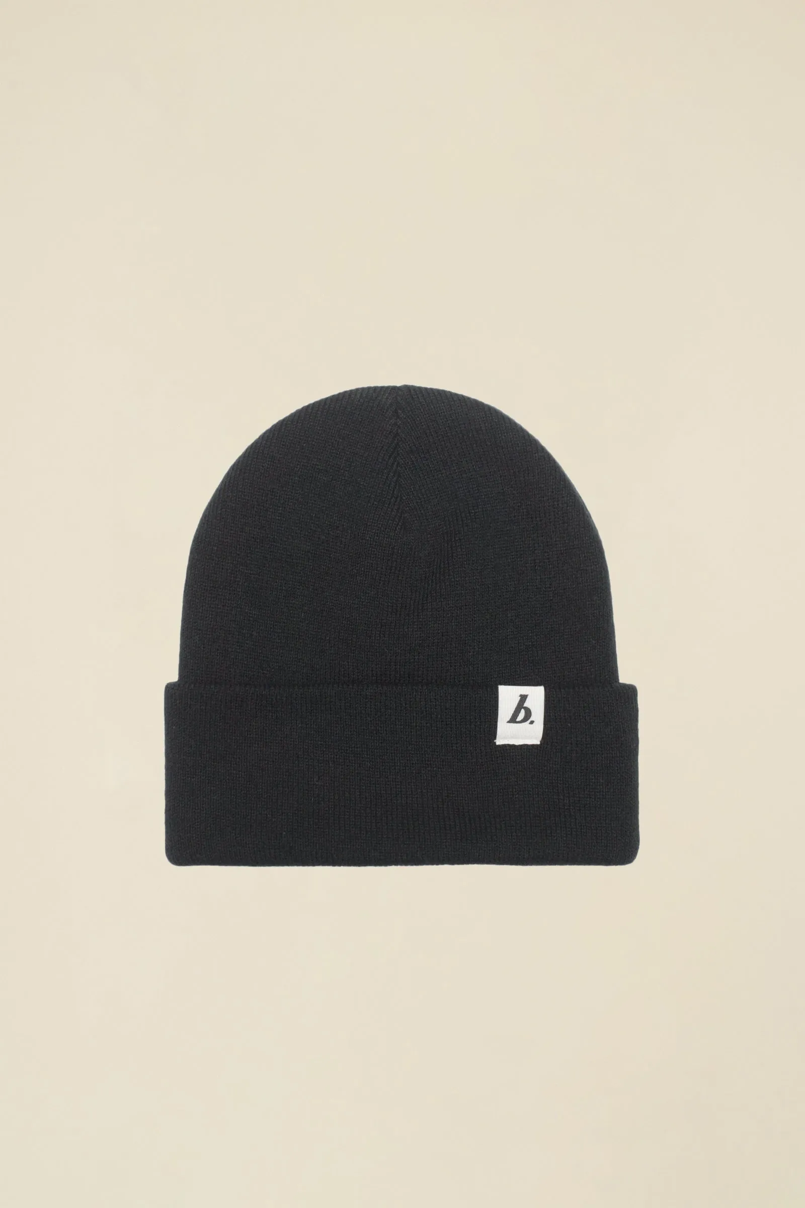 STAMP CUFFED LABEL BEANIE - BLACK sold by Bound