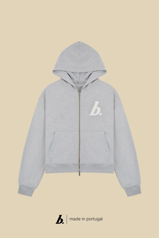 STAMP ZIP-UP HOODIE - GREY MARL made by Bound